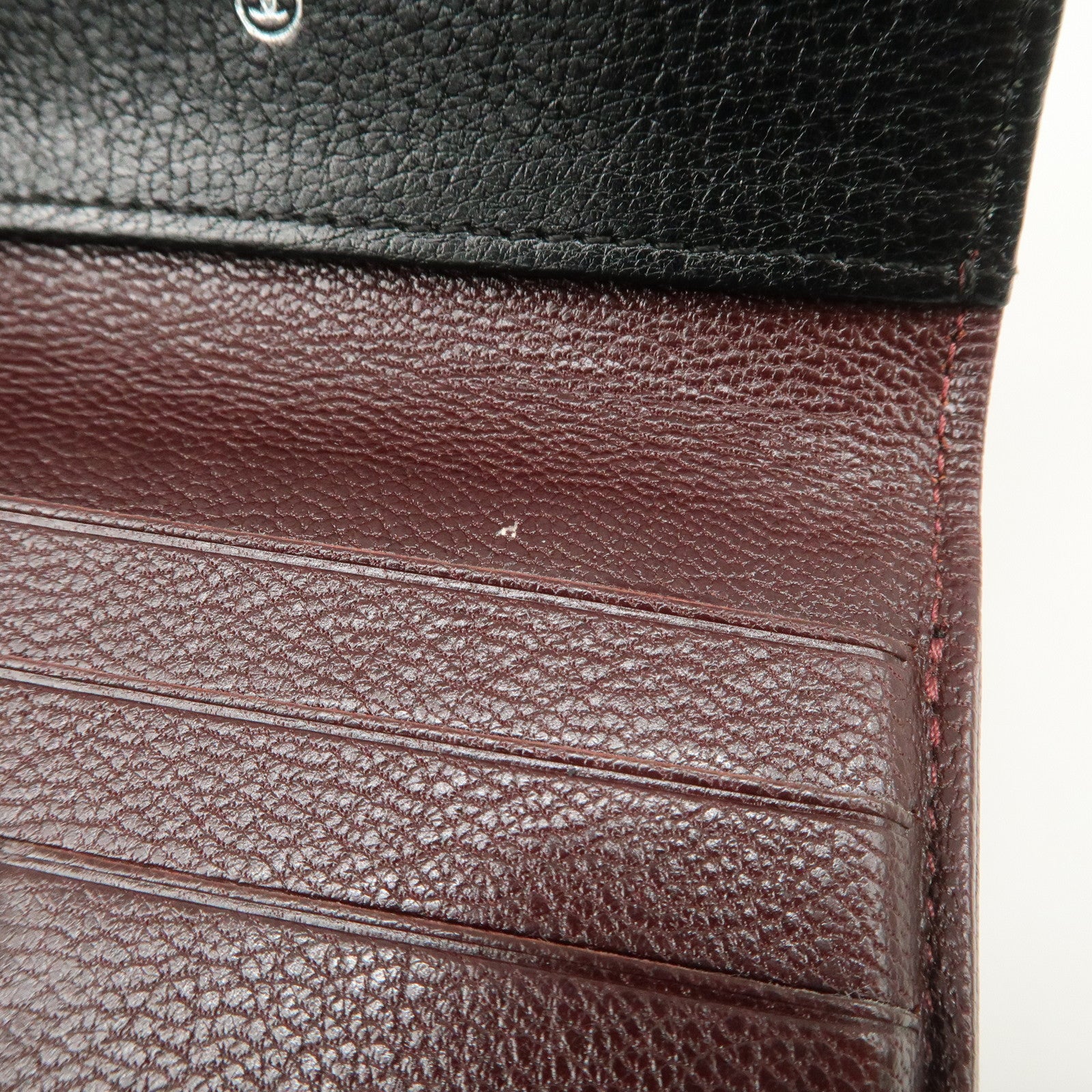 CHANEL Bicolore W Hook Leather Compact Wallet Black A33910 Used