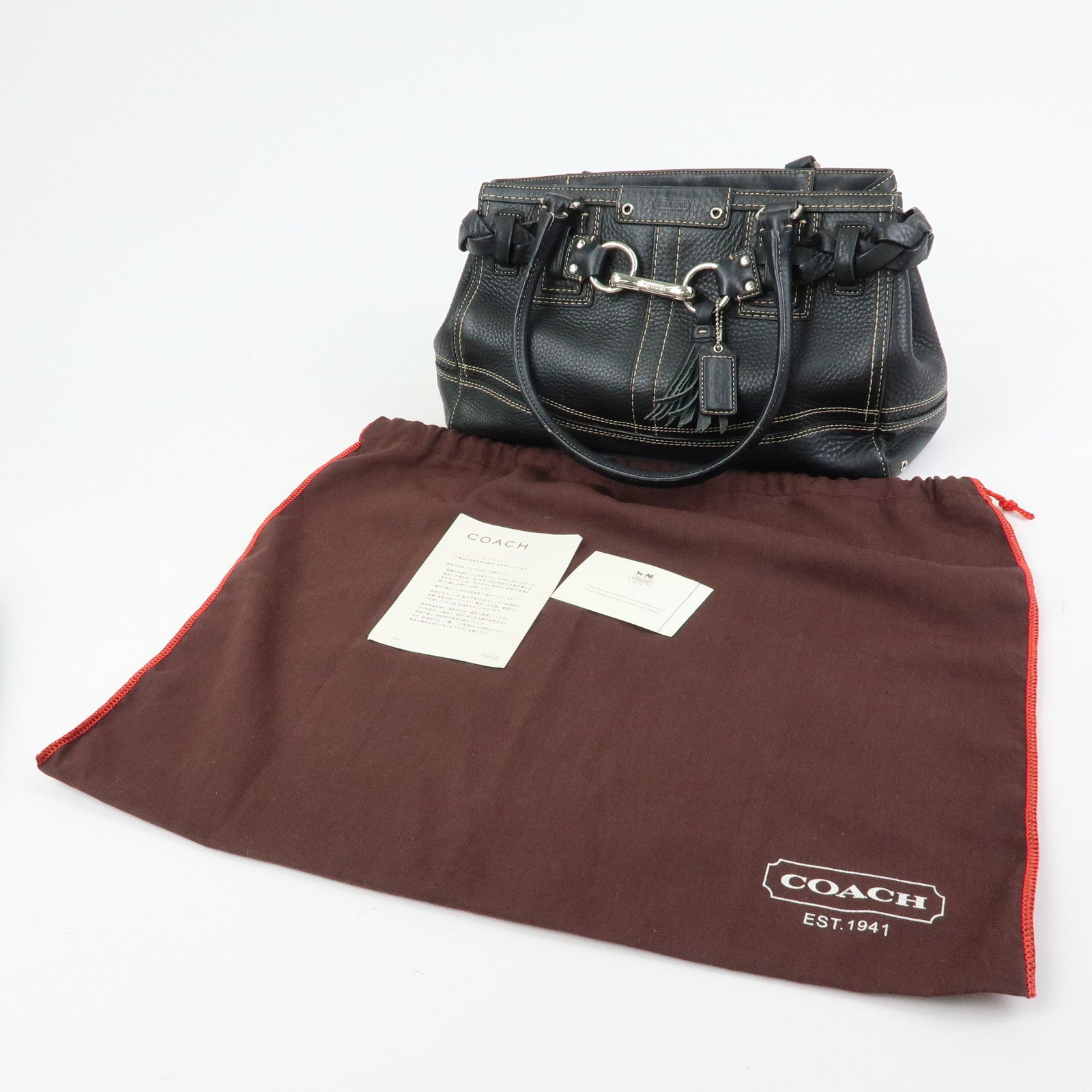 COACH Signature Set of 2 Canvas Leather Shoulder Bag Hand Bag Black