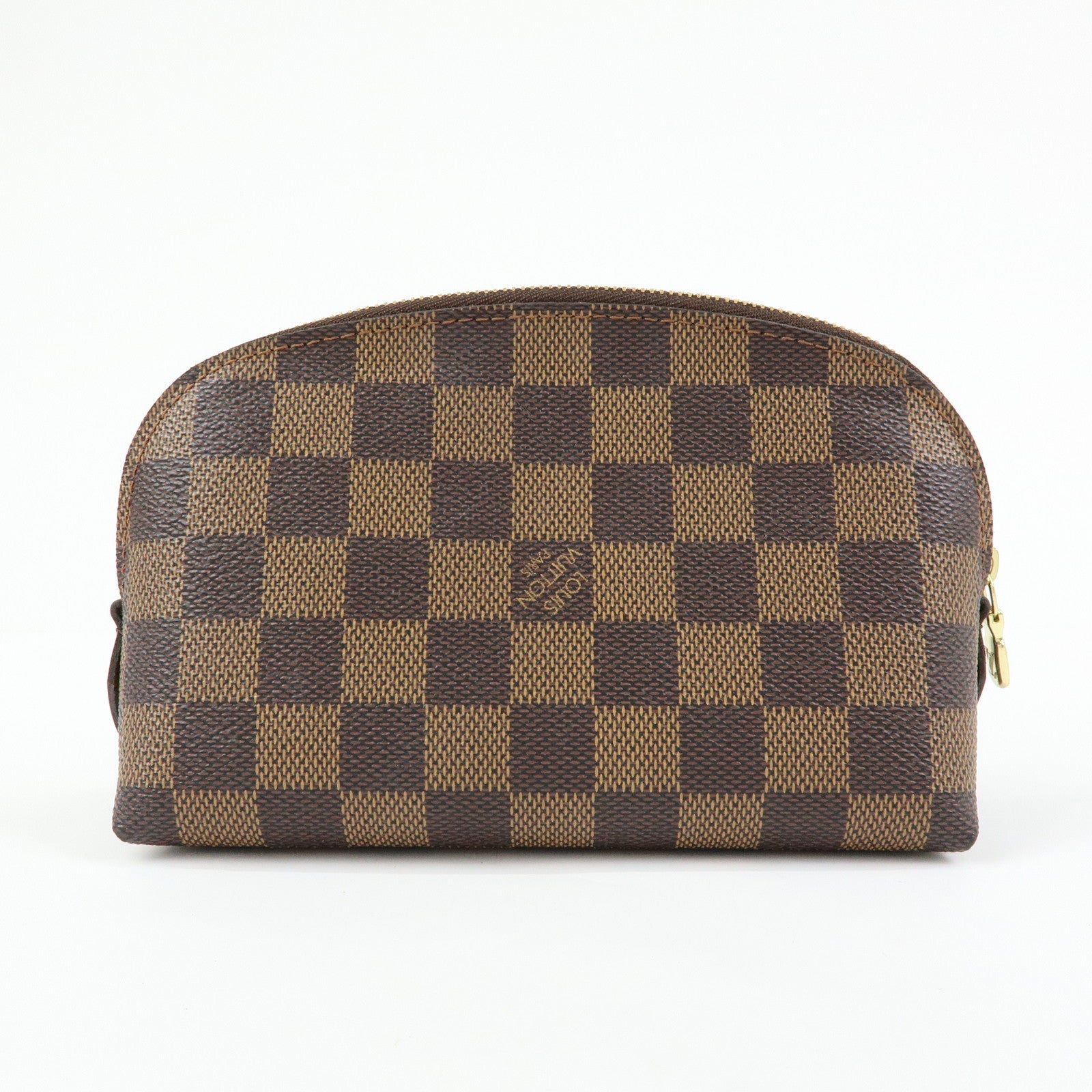 Louis Vuitton Damier Ebene Pochette Cosmetic PM Pouch Brown N47516