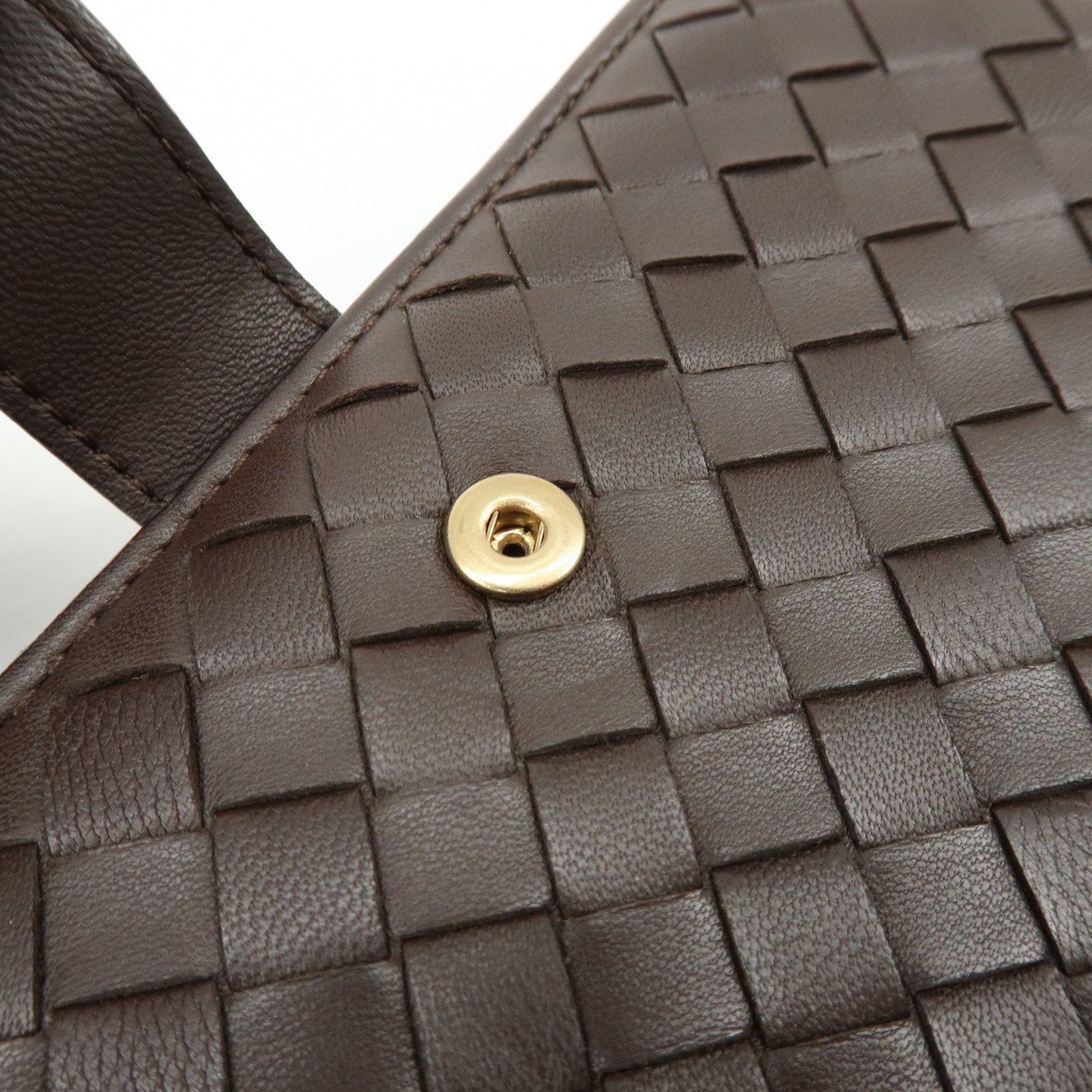BOTTEGA VENETA Intrecciato Leather Bi-fold Long Wallet Brown 114074