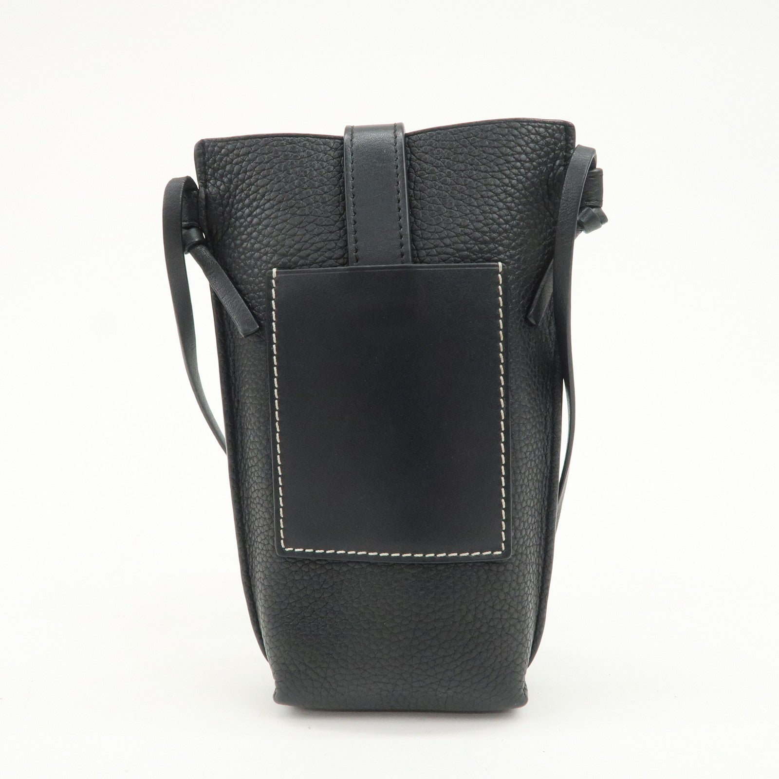 LOEWE Anagram Logo Calf Leather Shoulder Bag Crossbody Bag Black