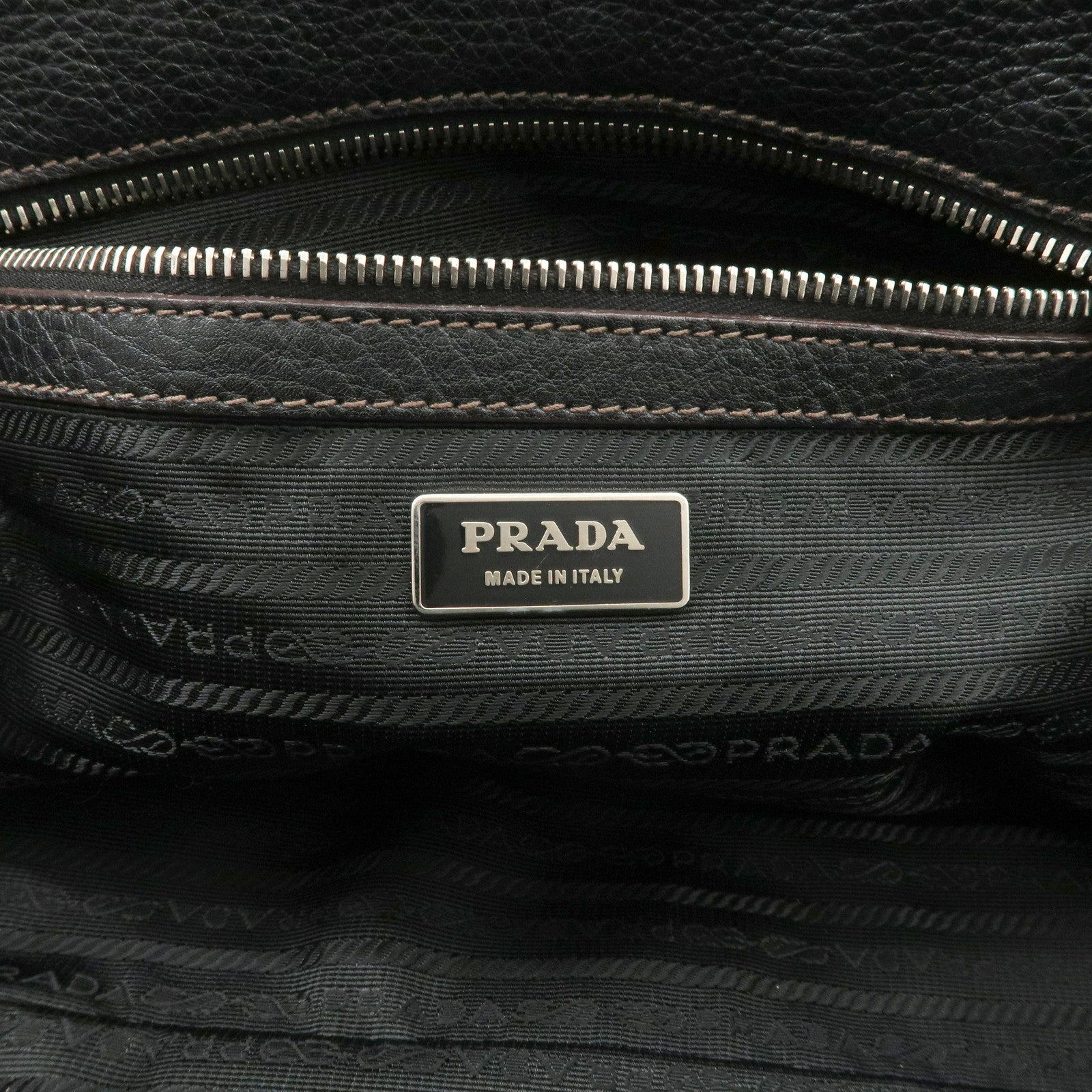 PRADA Logo Leather Hand Bag Mini Boston Bag Black BL0471 Used