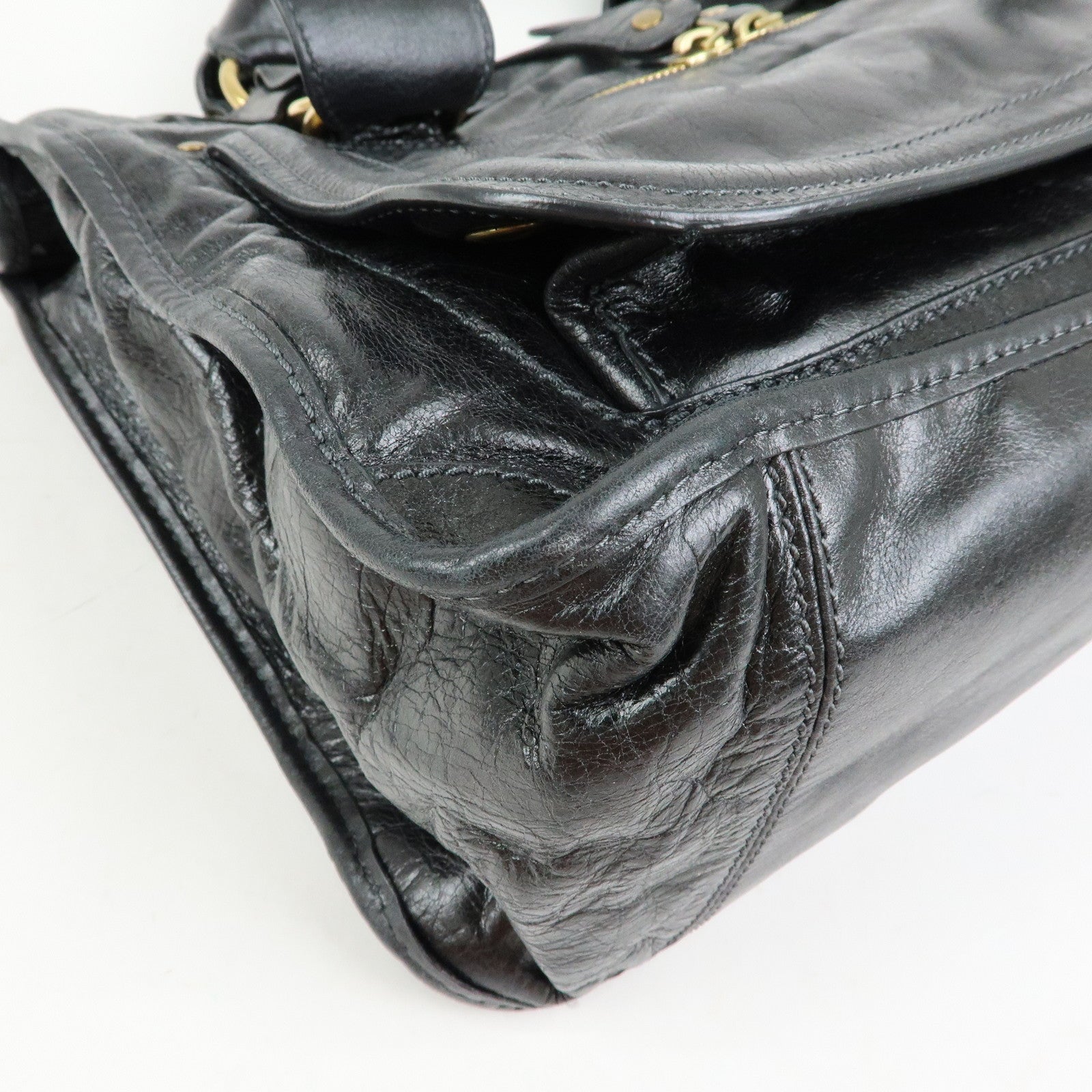 Chloe Bay Leather Hand Bag Tote Bag Black