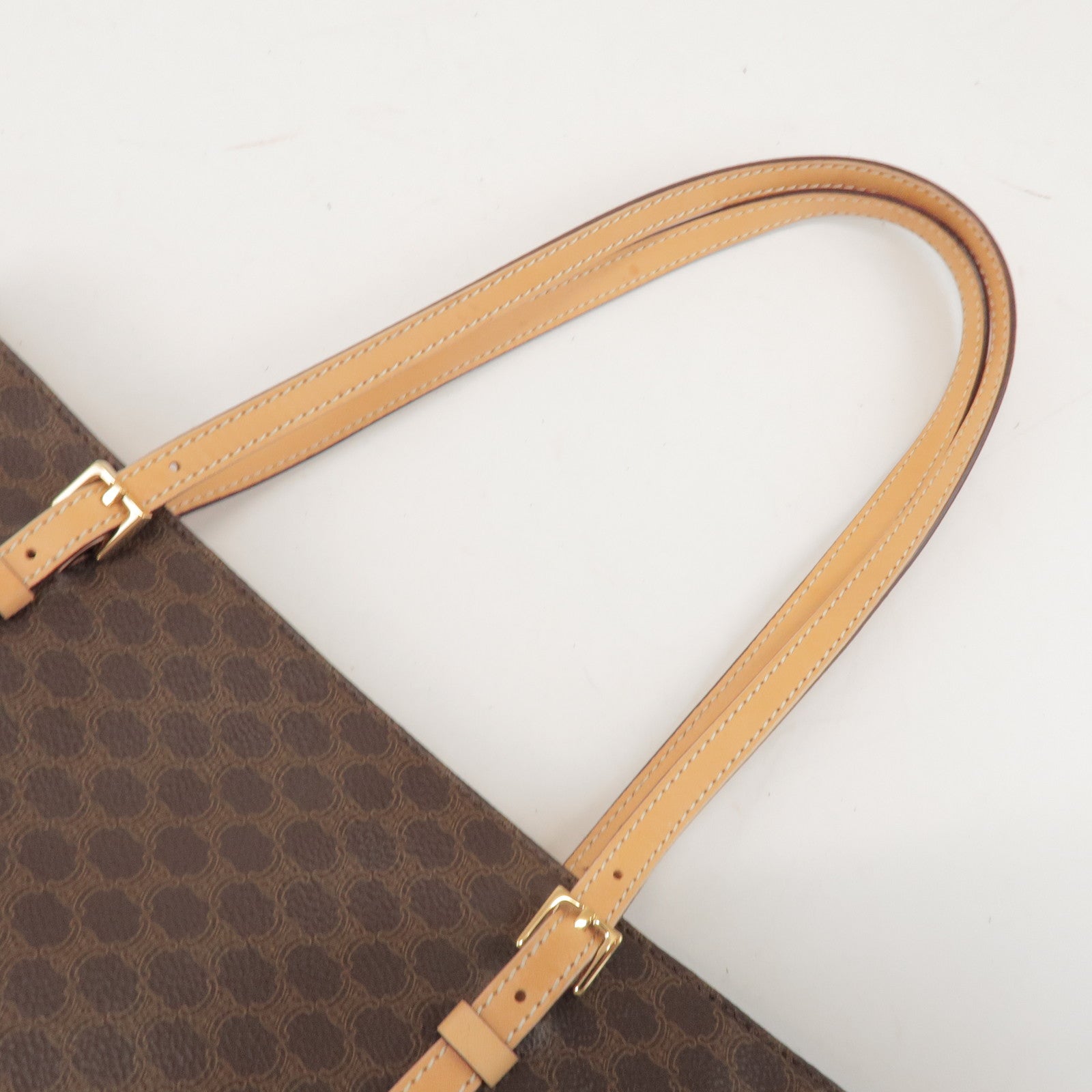 CELINE Macadam PVC Canvas Leather Tote Bag Shoulder Bag Brown