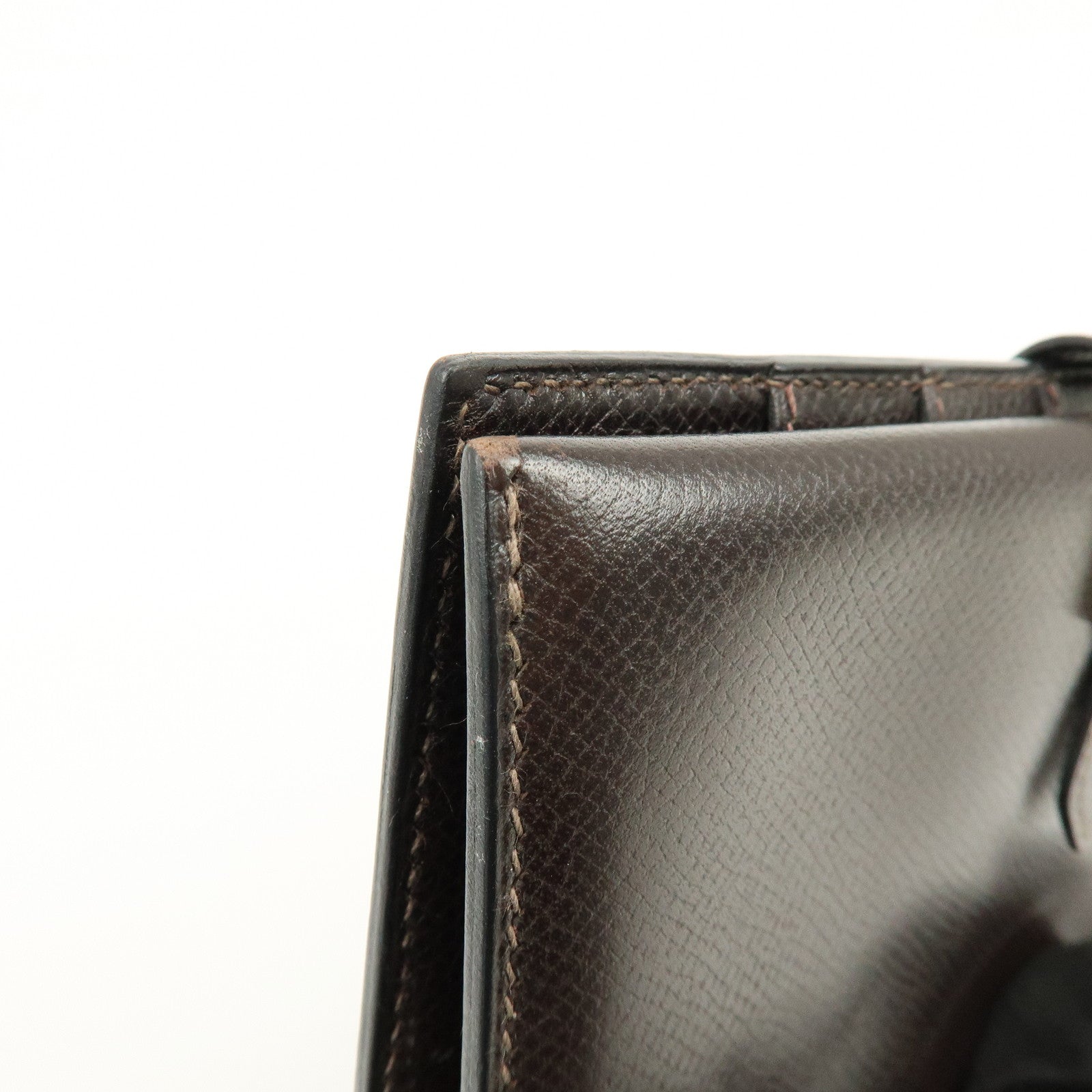 HERMES Béarn Classic Courchevel Long Wallet P Stamped Dark Brown