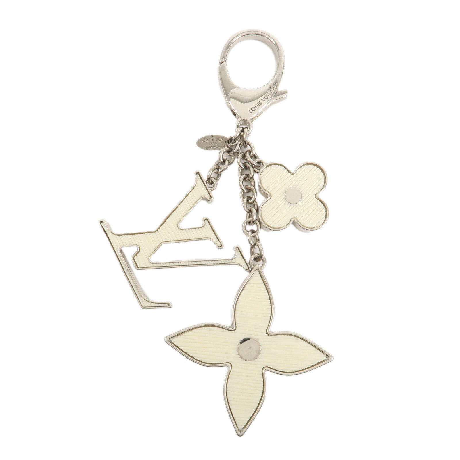 Louis Vuitton Bijoux Sac Fleur de Epi Bag Charm Silver White M65085