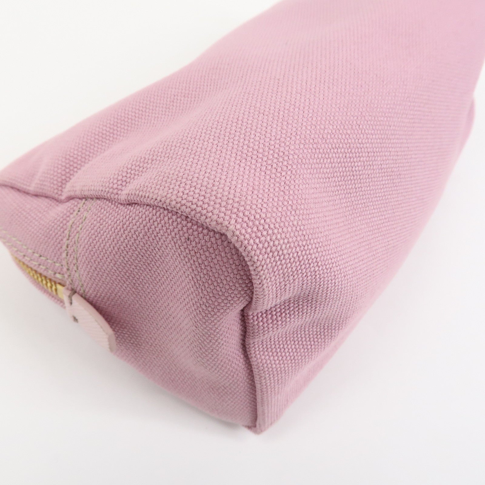 PRADA Logo Canapa Canvas Cosmetic Pouch Makeup Bag Pink 1NA693