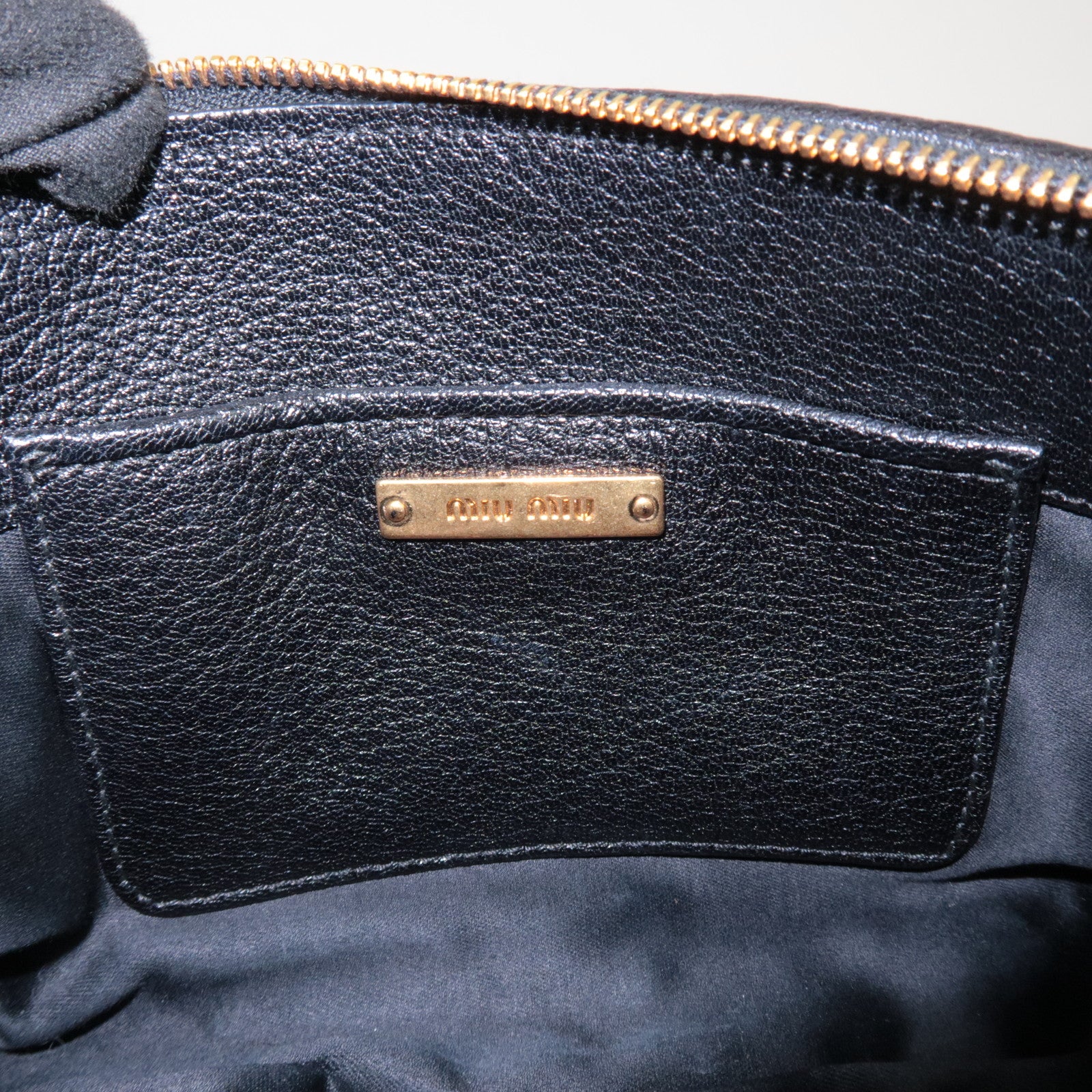 MIU MIU Matelasse Denim Leather Clutch Bag Wrist Bag Blue 5NE001