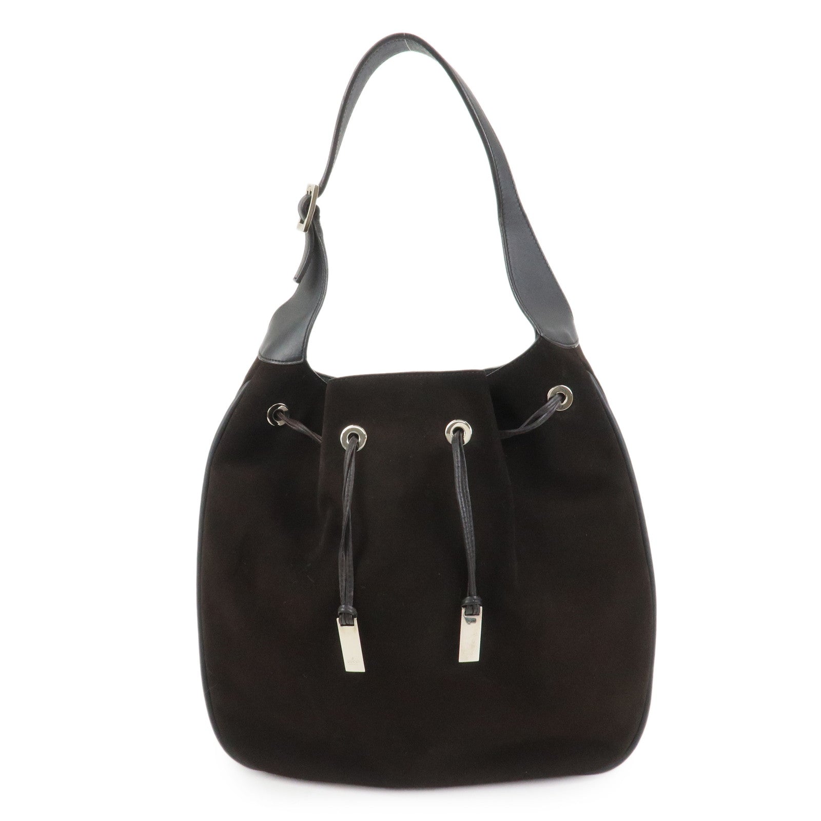 GUCCI Suede Leather Shoulder Bag Dark Brown 001・4030