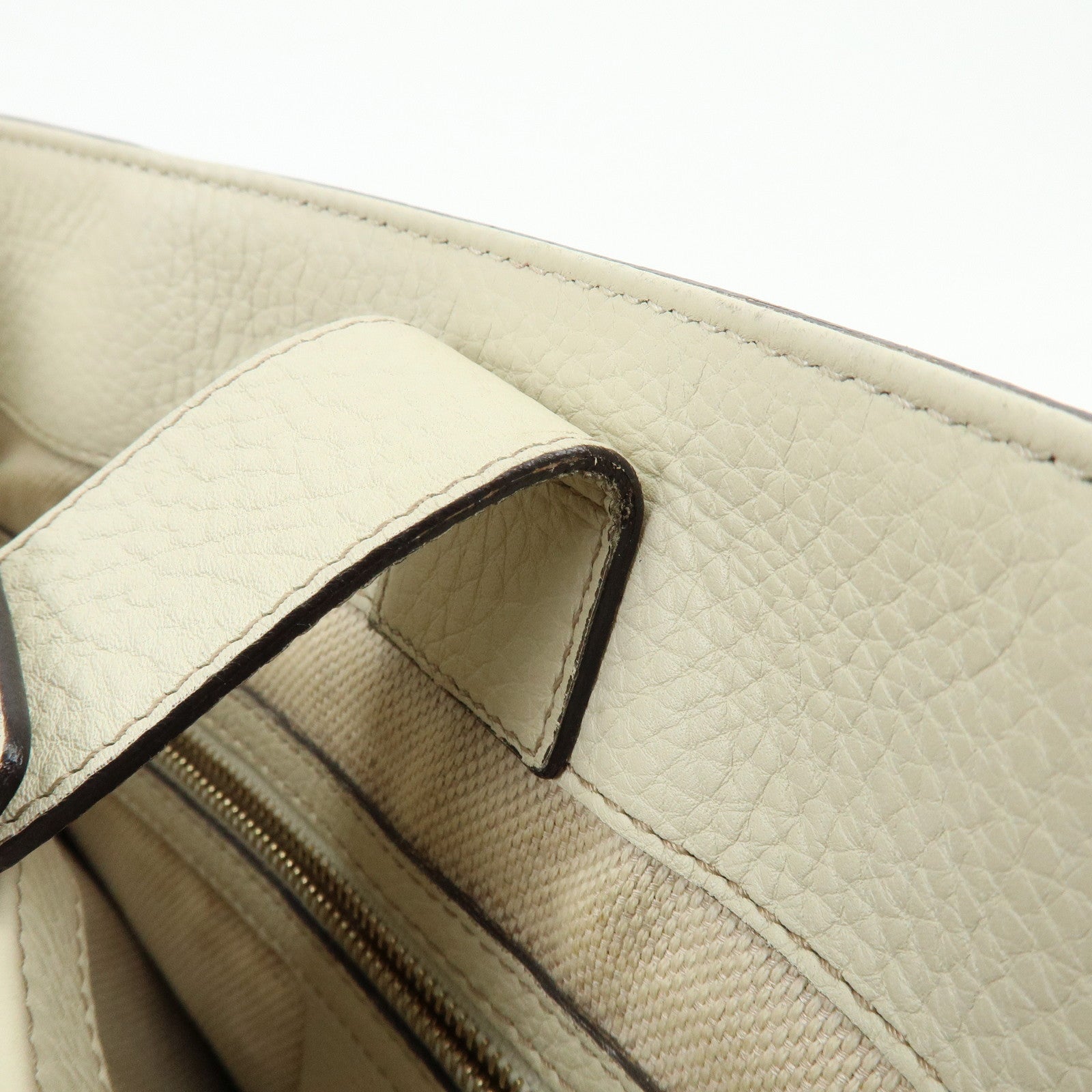 GUCCI Bamboo GG Canvas Leather 2Way Hand Shoulder Bag White 308360