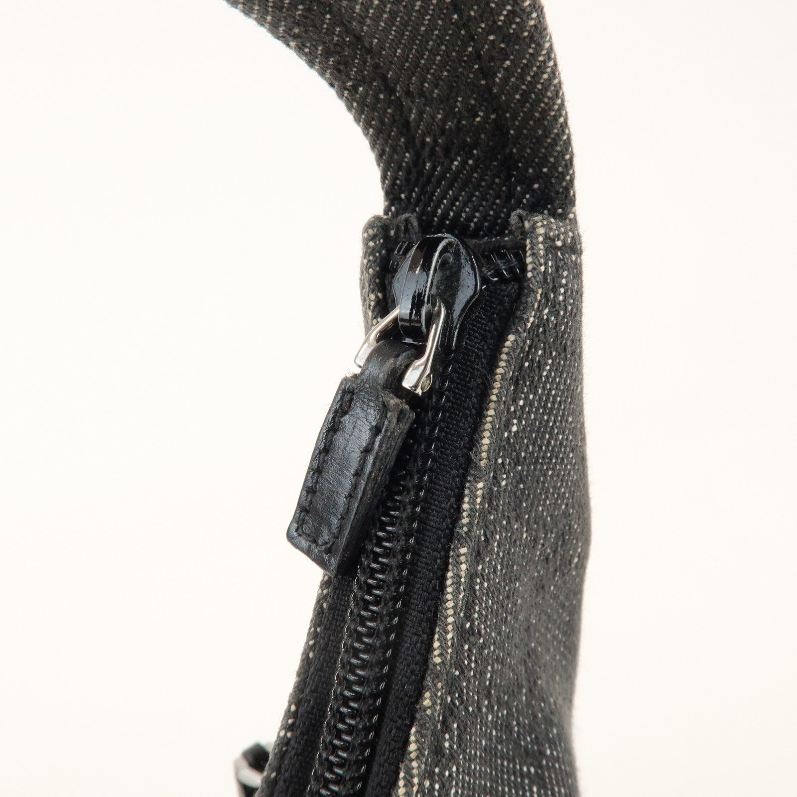 GUCCI GG Denim Leather Shoulder Bag Hand Bag Black 105649