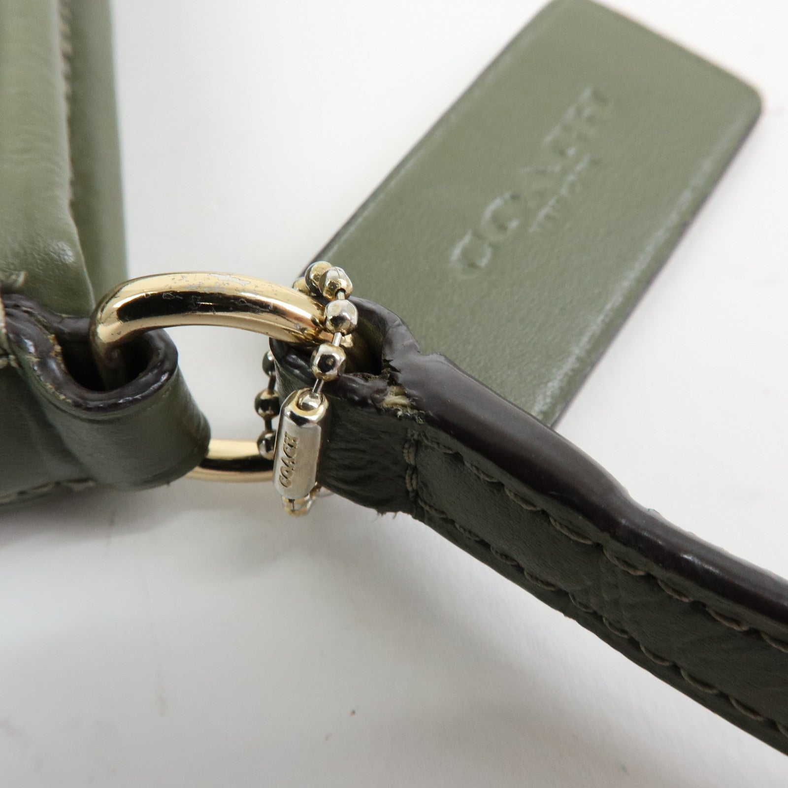 COACH Signature PVC Leather Shoulder Bag Crossbody Bag Beige Khaki