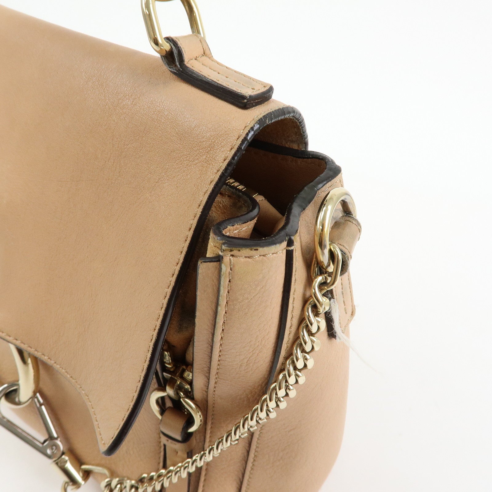 Chloe Leather 2Way Bag Shoulder Bag Hand Bag Beige Authentic Used F/S