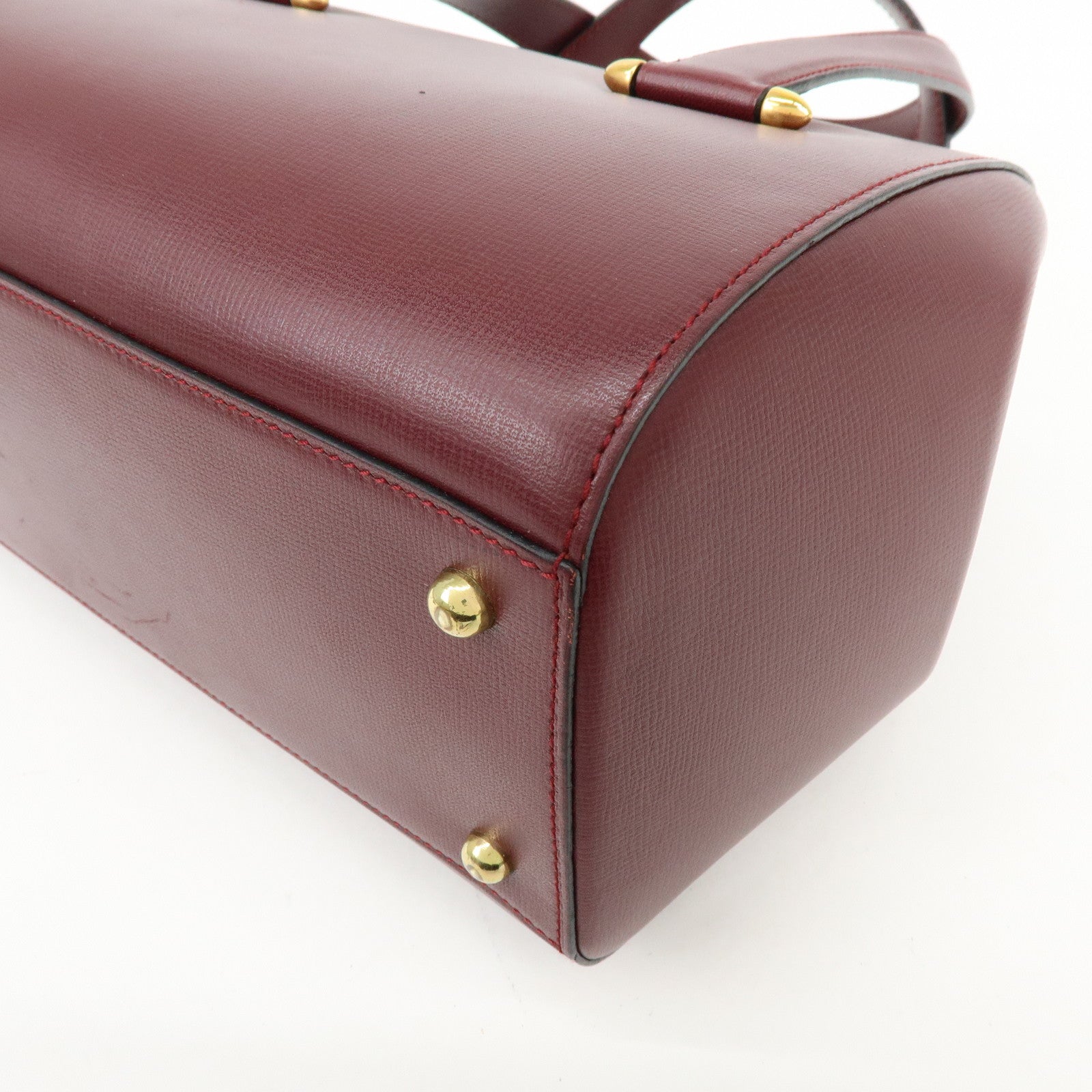 Cartier Must de Cartier Leather Boston Bag Hand Bag Bordeaux