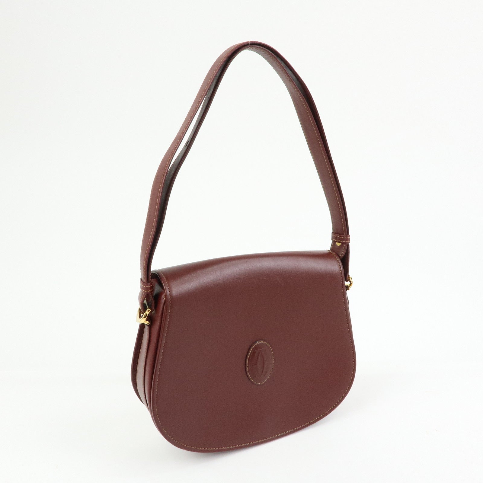 Cartier Must de Cartier Leather Shoulder Bag Crossbody Bag Bordeaux