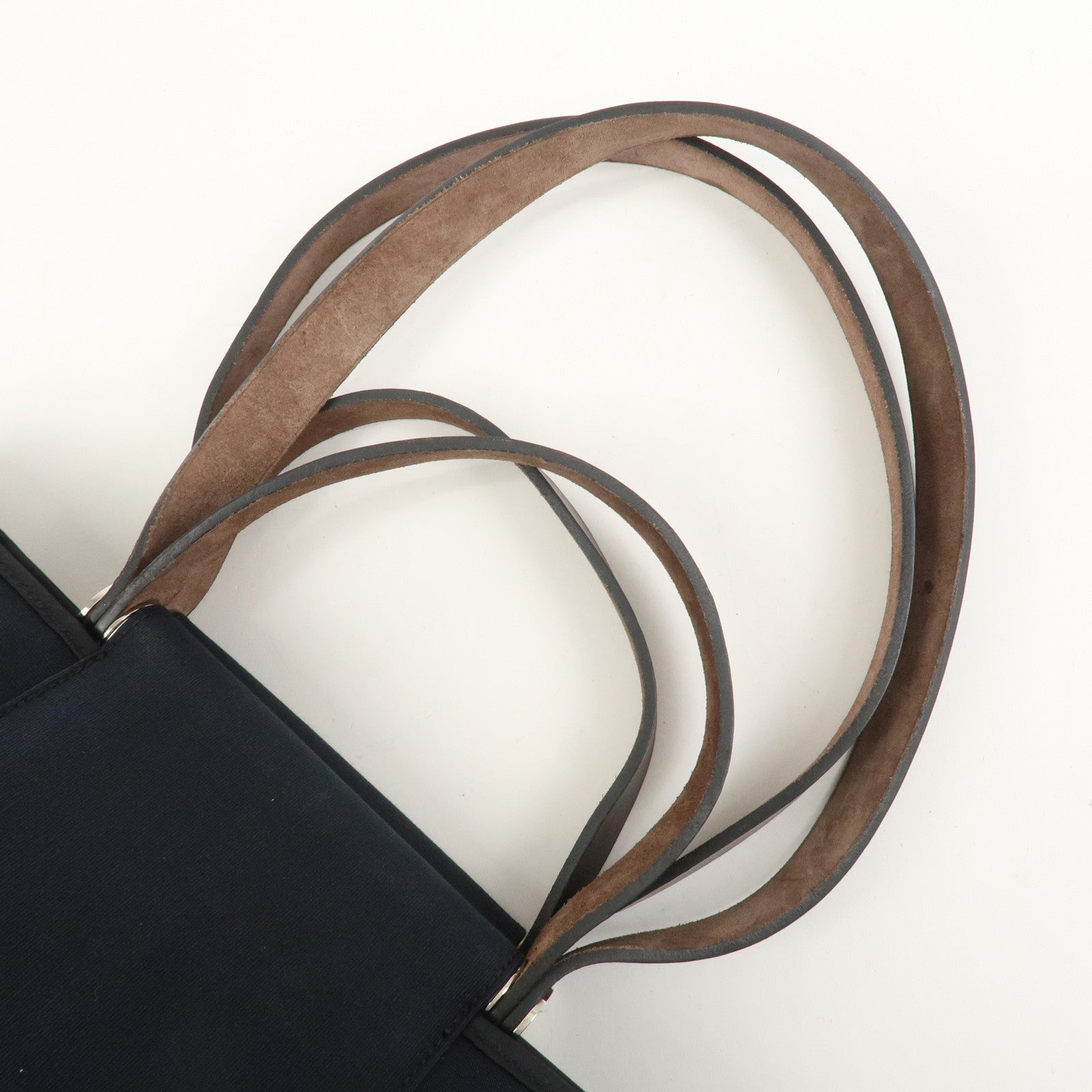 HERMES Cabas Elan PM Toile Officier Leather Tote Bag Hand Bag Black