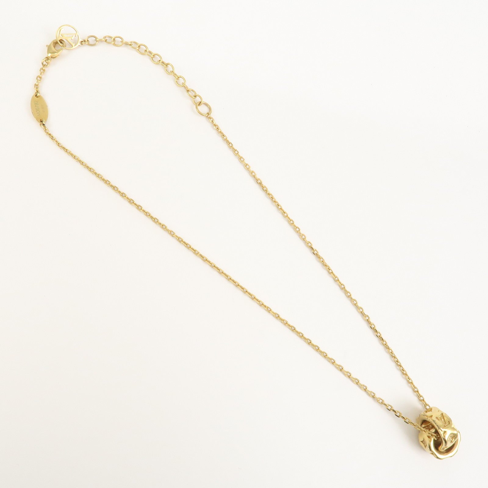 Louis Vuitton Collier Pillow Nanogram Metal Gold Necklace M00782