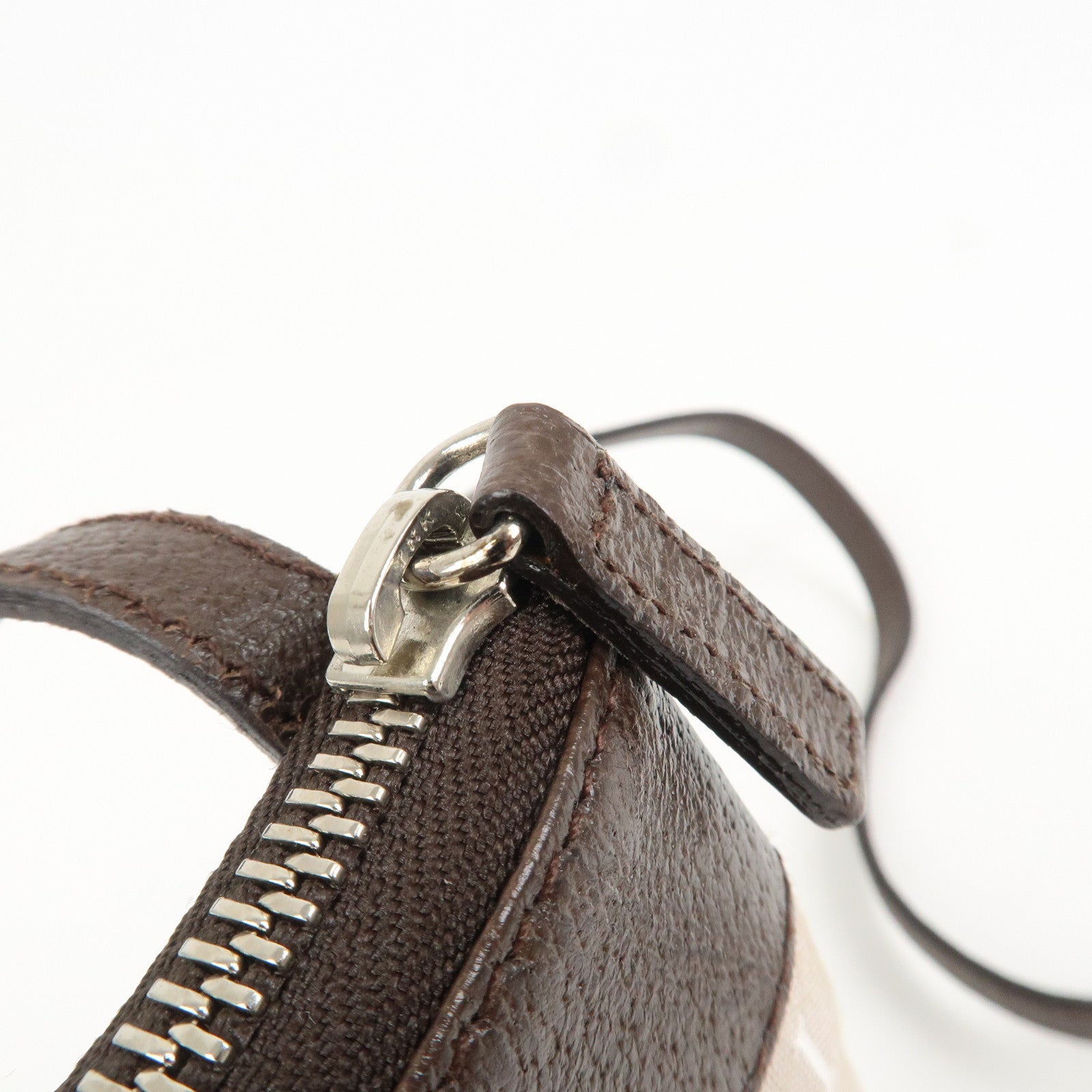 BVLGARI Logo Mania Canvas Leather Shoulder Bag Beige Brown 22588
