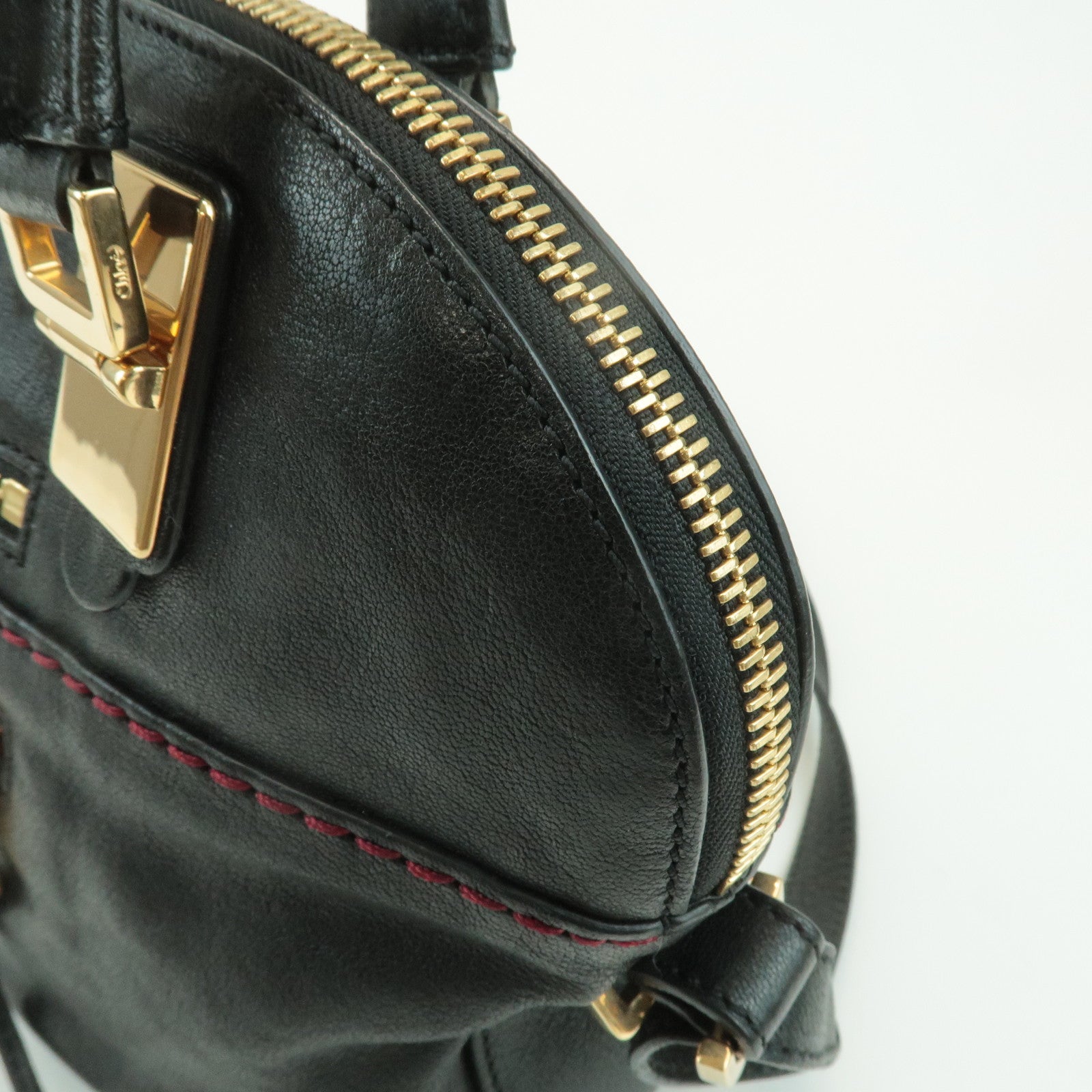 Chloe Angie Leather 2Way Tote Bag Hand Bag Shoulder Bag Black Used