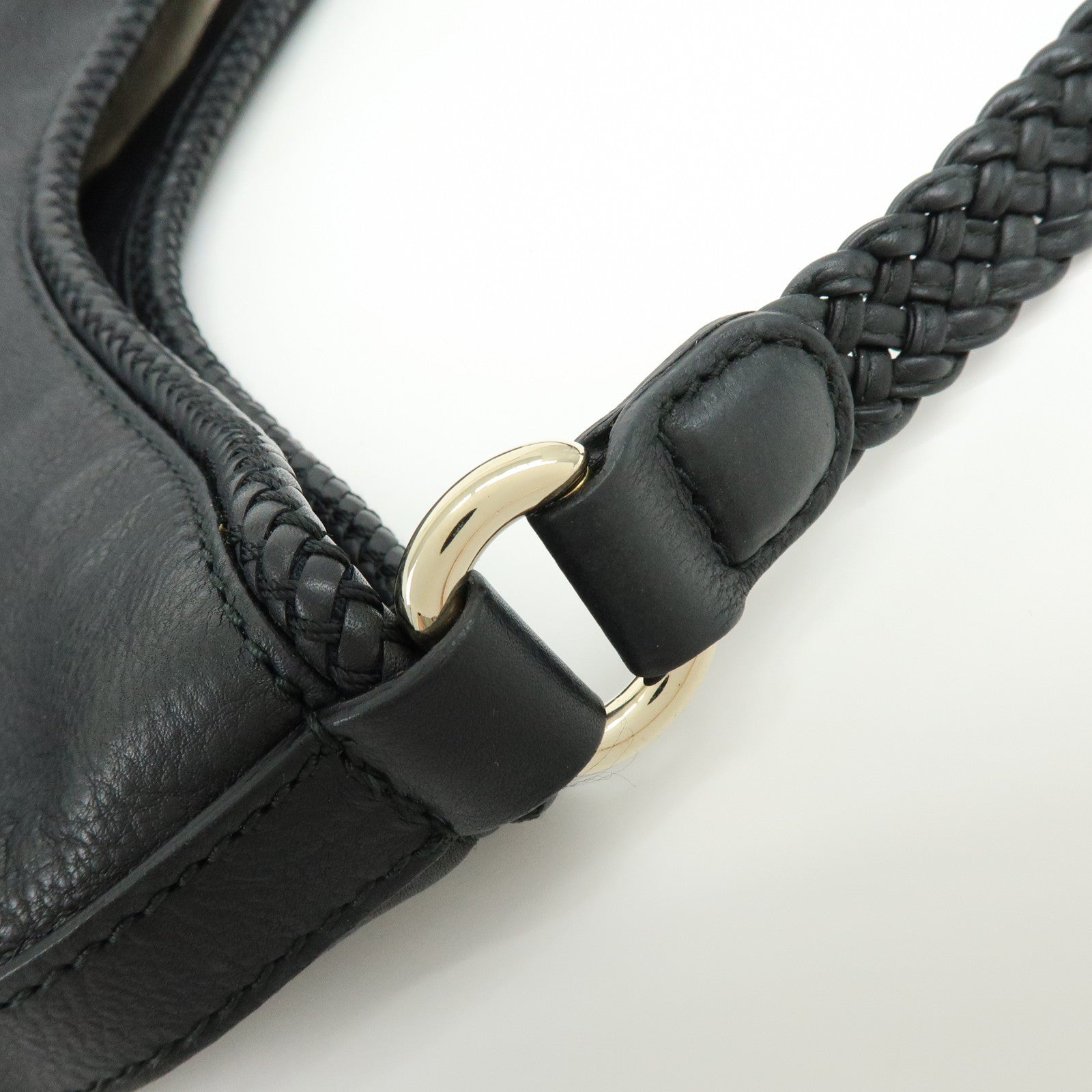 GUCCI Marrakech Leather Shoulder Bag Black 257026