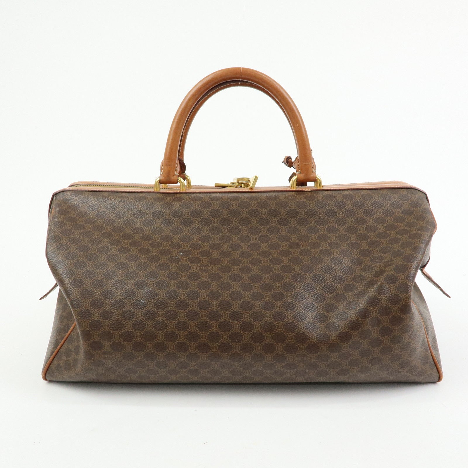 CELINE Macadam PVC Leather 2WAY Bag Boston Bag Shoulder Bag Brown