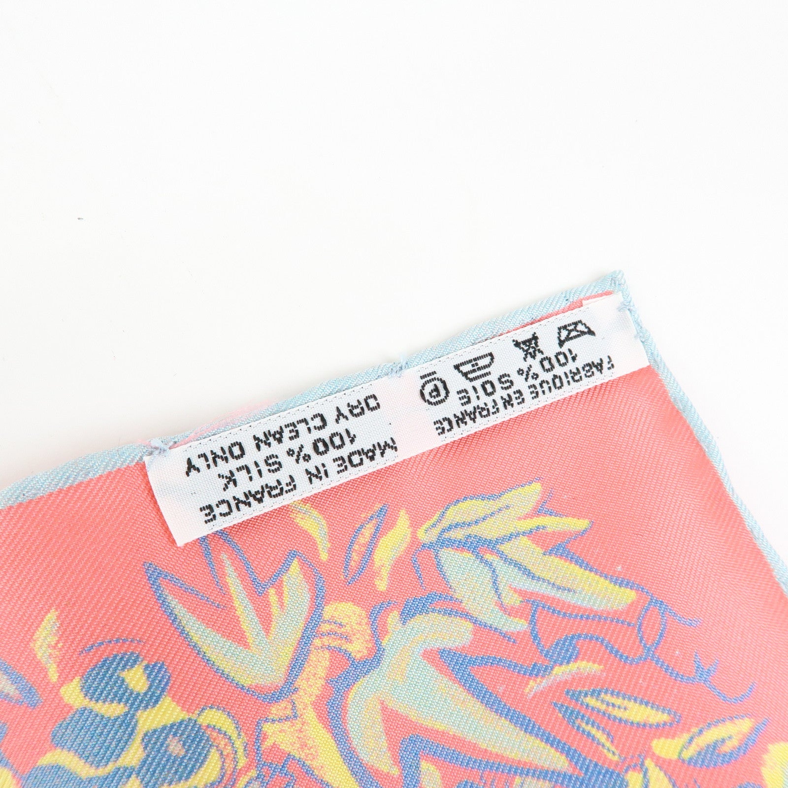 HERMES Carre 45 Silk100% Scarf L'ete de Loula Pink Green Yellow