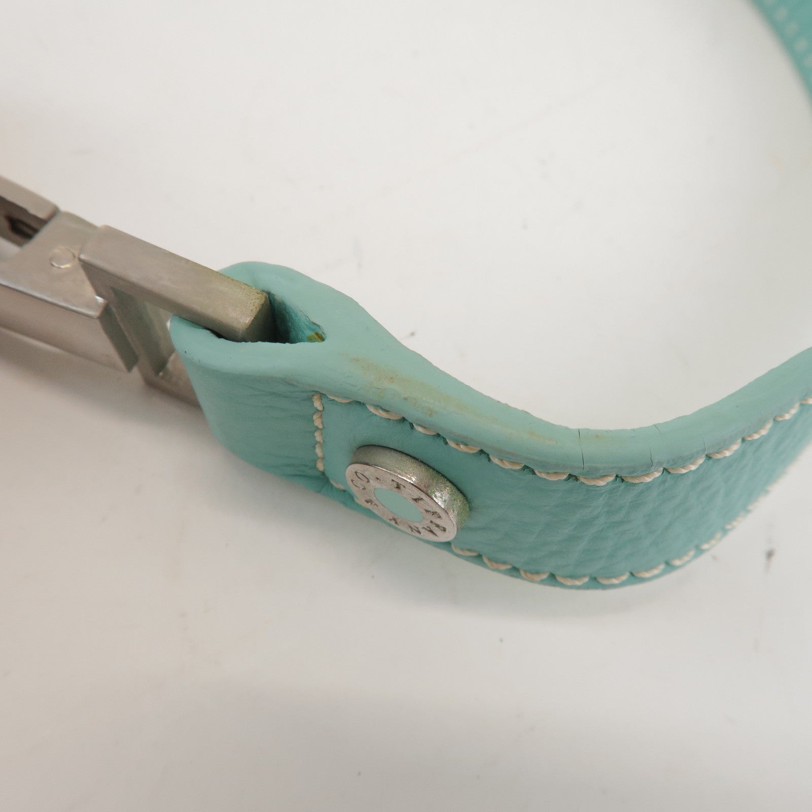 Tiffany & Co Jitney Canvas Leather 2Way Bag Tote Bag Natural Blue