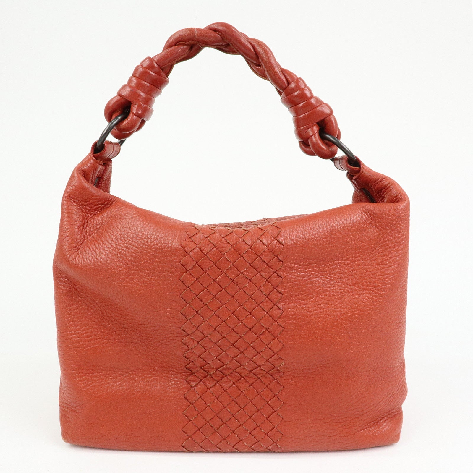 BOTTEGA VENETA Intrecciato Leather Shoulder Bag Red Brown 179331