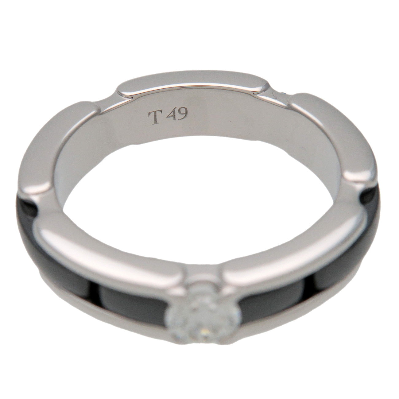 CHANEL Ultra Collection 1P Diamond Ring 750WG Black Ceramic J3095