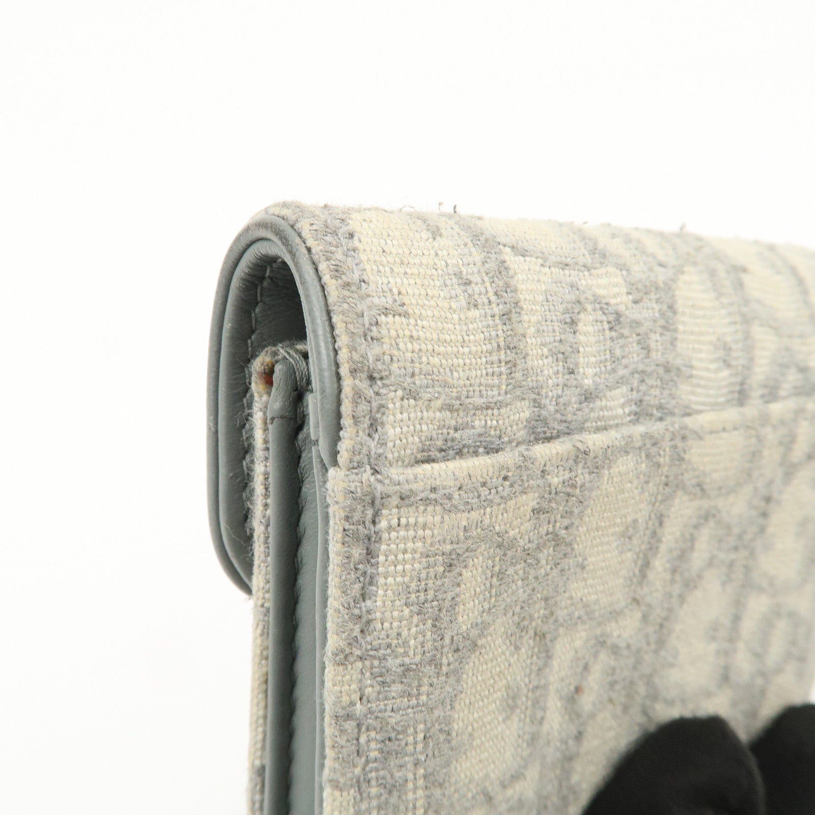Christian Dior Oblique Jacquard Saddle Lotus Wallet Gray