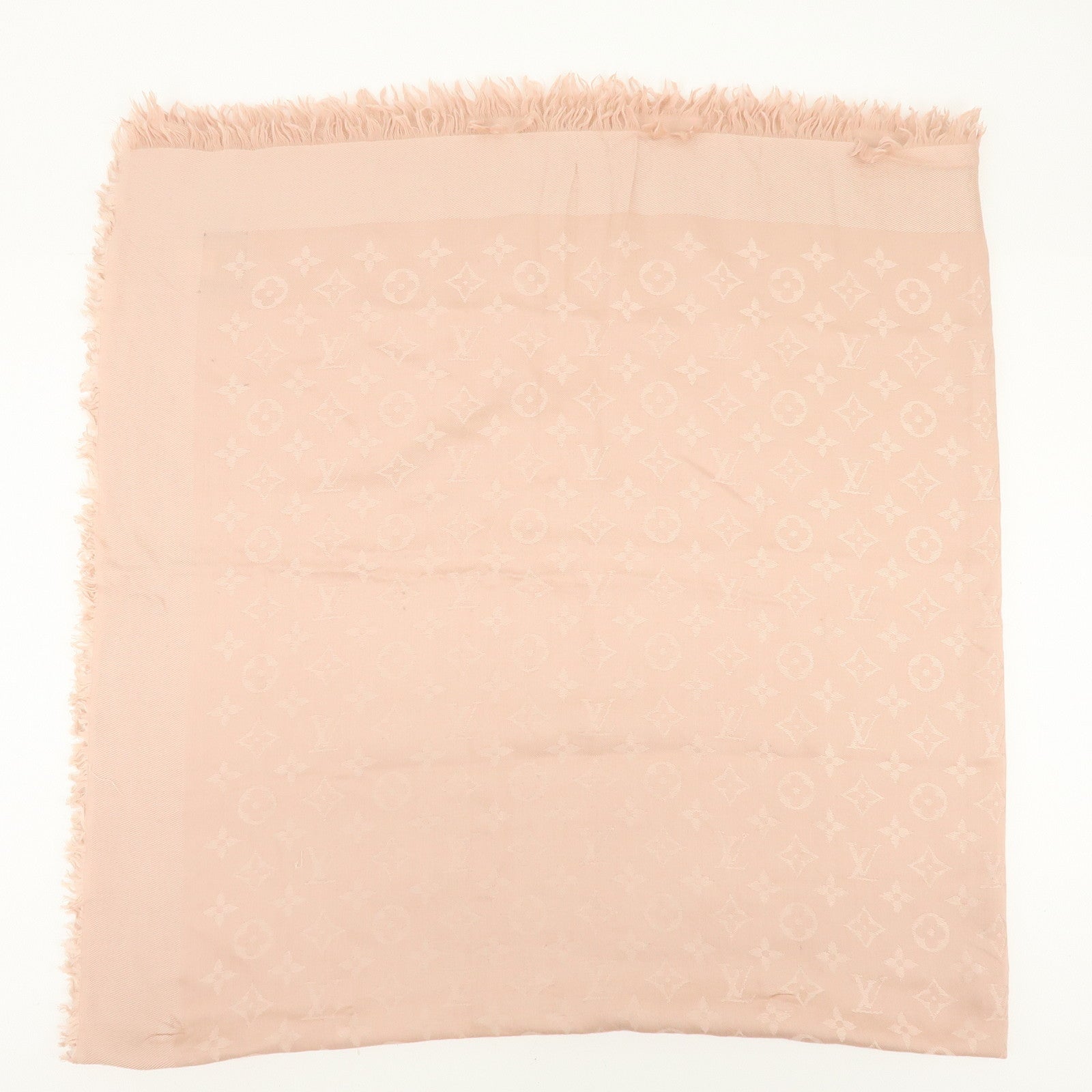 Louis Vuitton Monogram Silk Wook Scarf Shawl Pink 402336