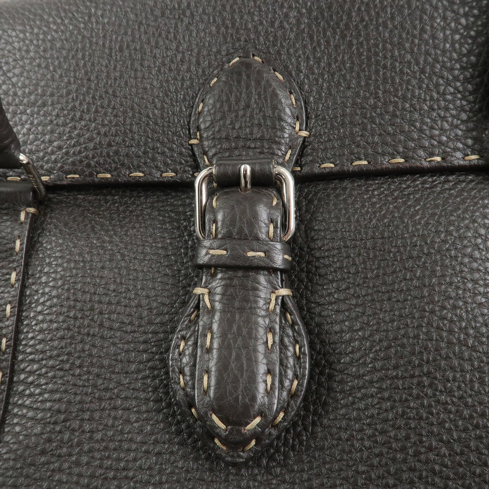 FENDI Selleria Leather Hand Bag Shoulder Bag Brown 8BR656