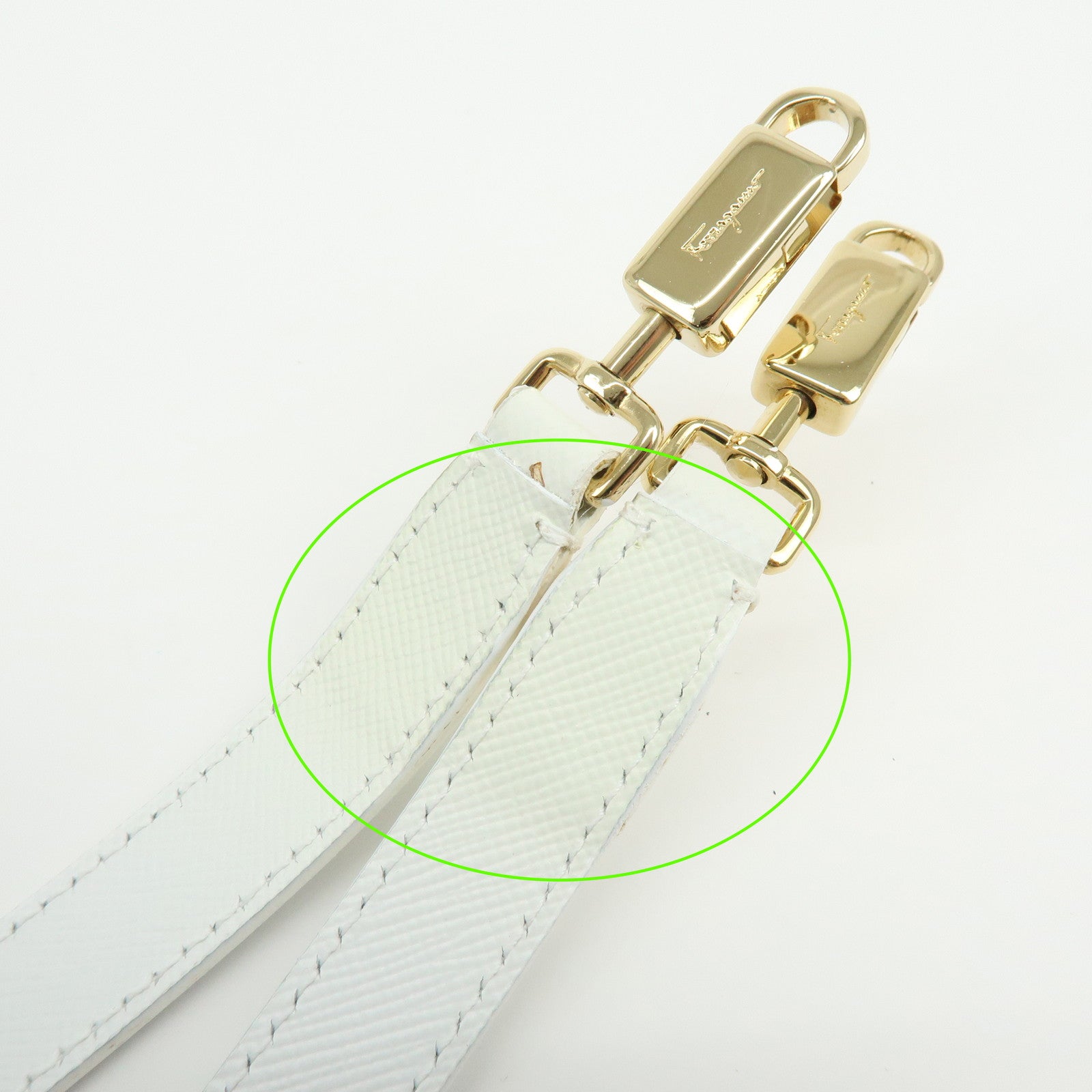 Ferragamo Gancini Leather 2Way Bag Hand Bag Shoulder Bag White