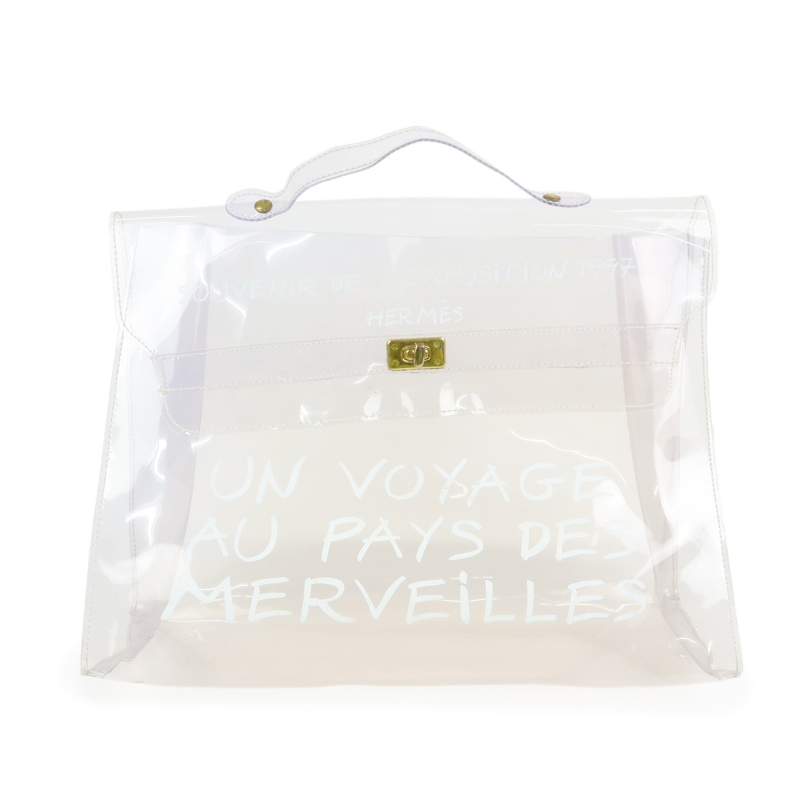 HERMES Kelly Vinyl Hand Bag Clear