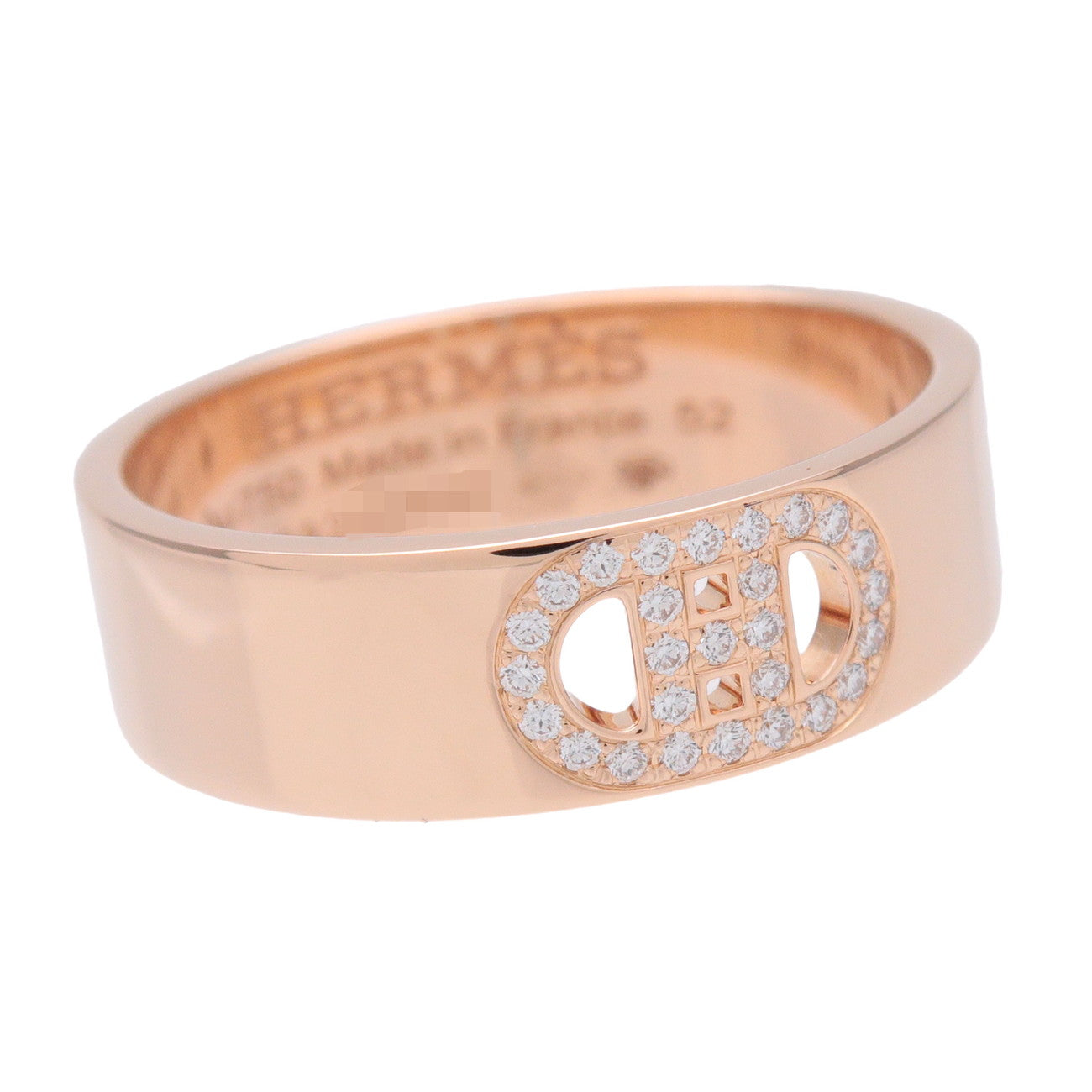 HERMES H Dunkle Diamond Ring PM K18YG Yellow Gold #52 US6 EU52