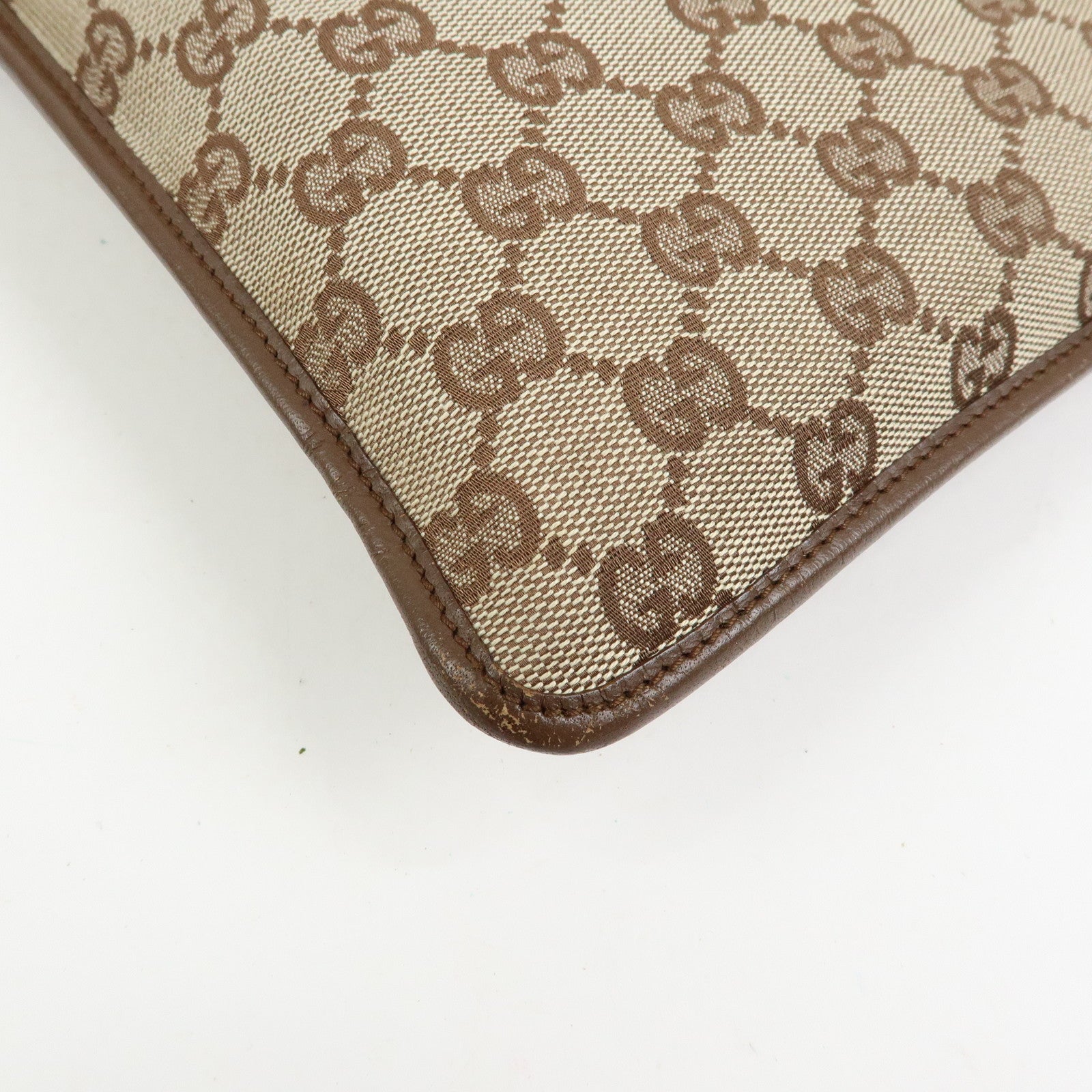GUCCI GG Canvas Leather Shoulder Bag Crossbody Bag Brown 27639