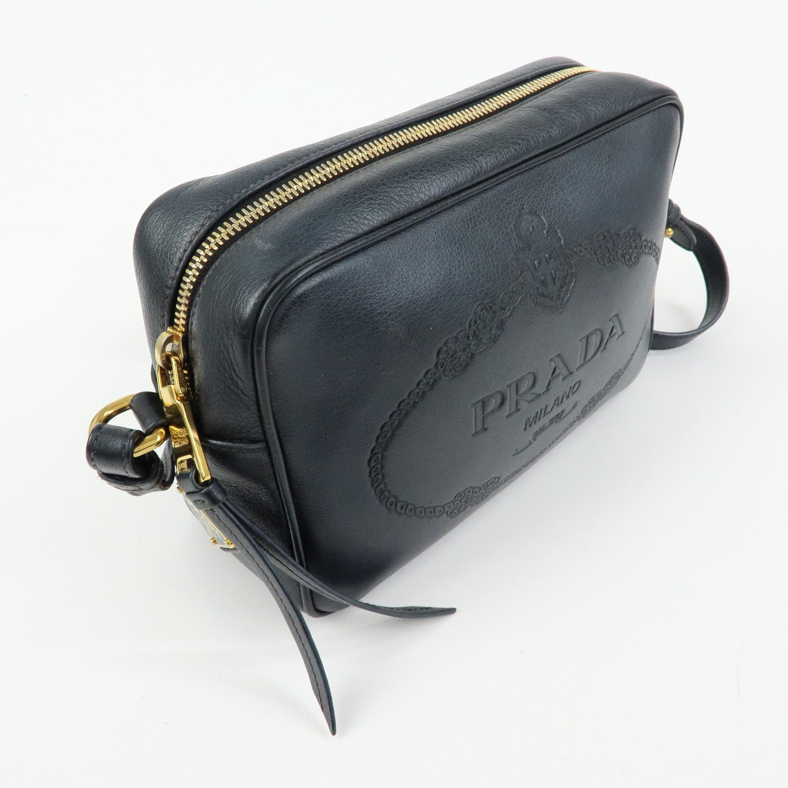 PRADA Triangle Logo Calf Leather Shoulder Bag Crossbody Bag 1BH089