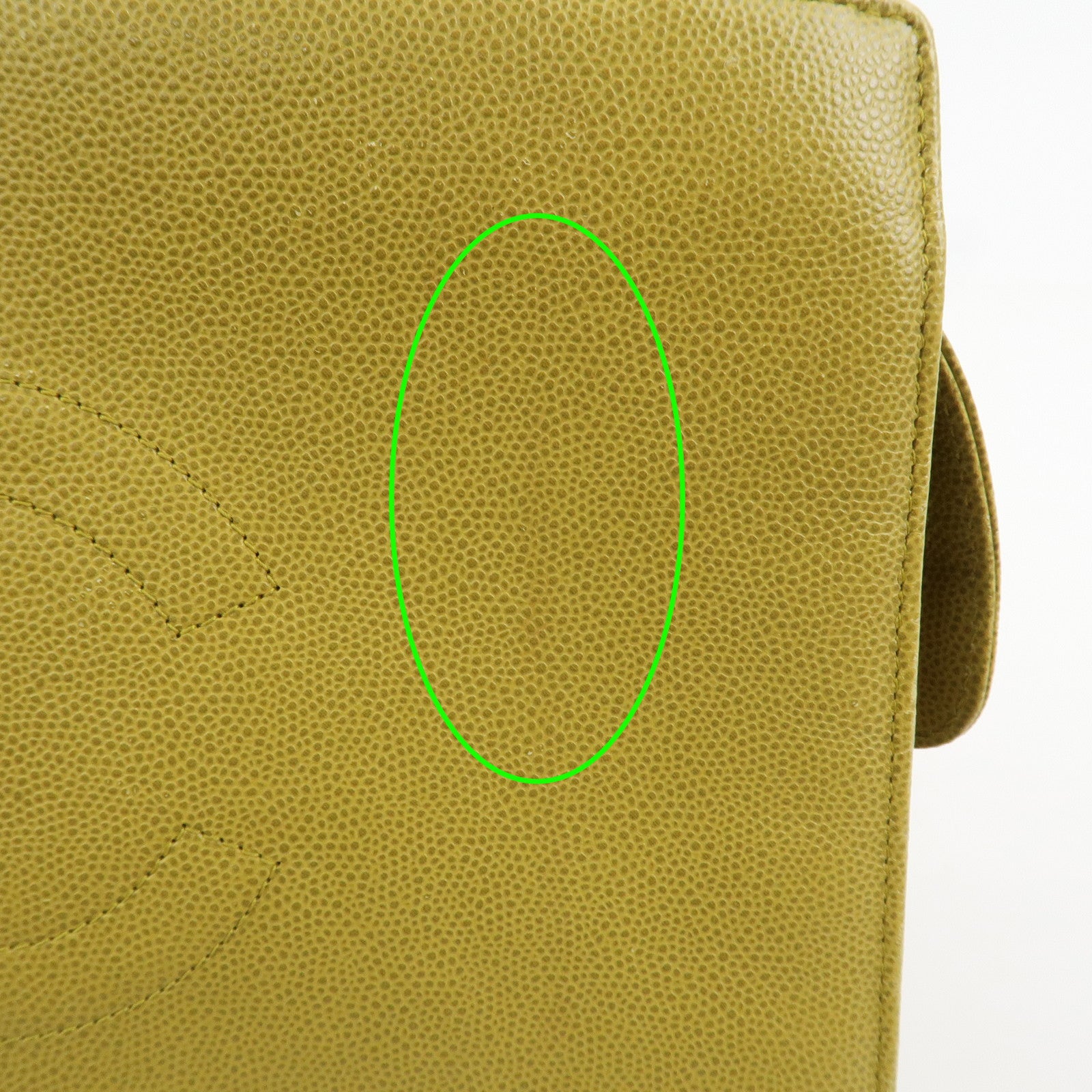 CHANEL COCO Mark Caviaskin Leather Tote Bag Hand Bag Yellow