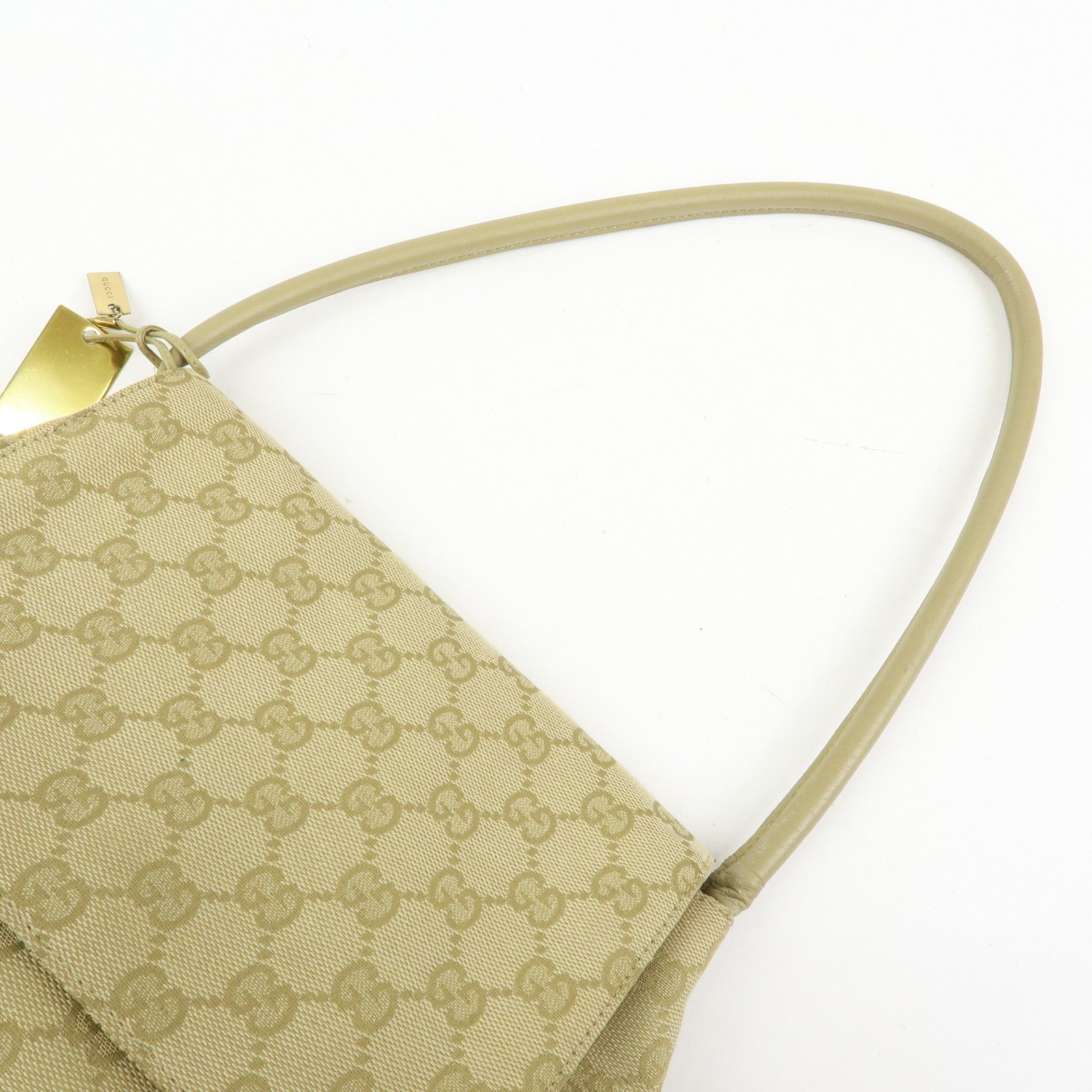 GUCCI GG Canvas Leather Shoulder Bag Hand Bag Beige 90646