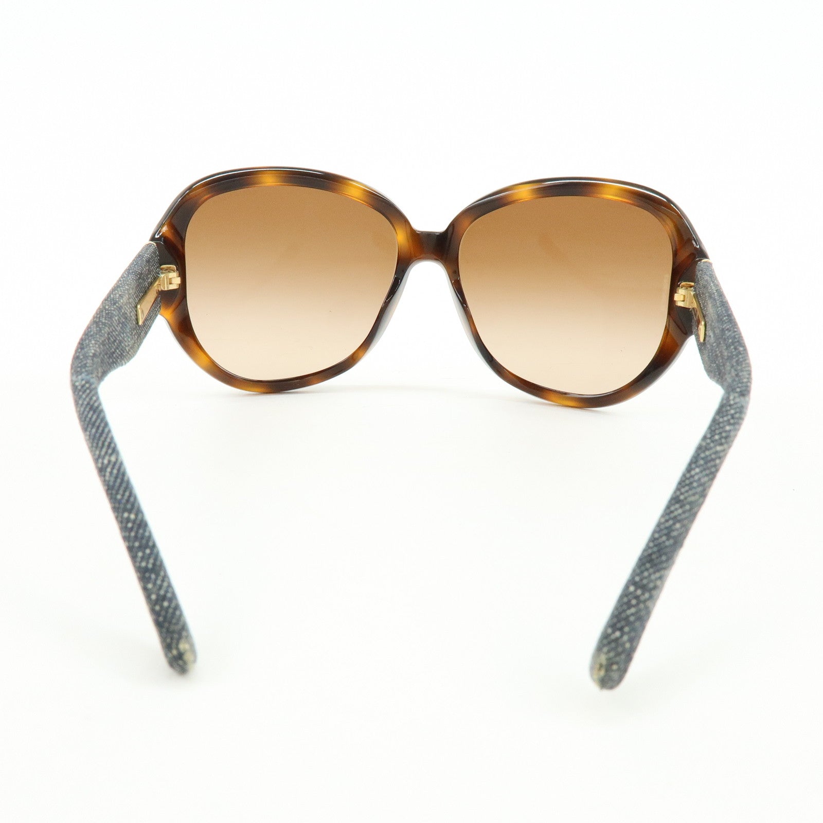 CHANEL COCO Mark Plastic Denim Sunglasses 59□16 Brown Black 5163-A