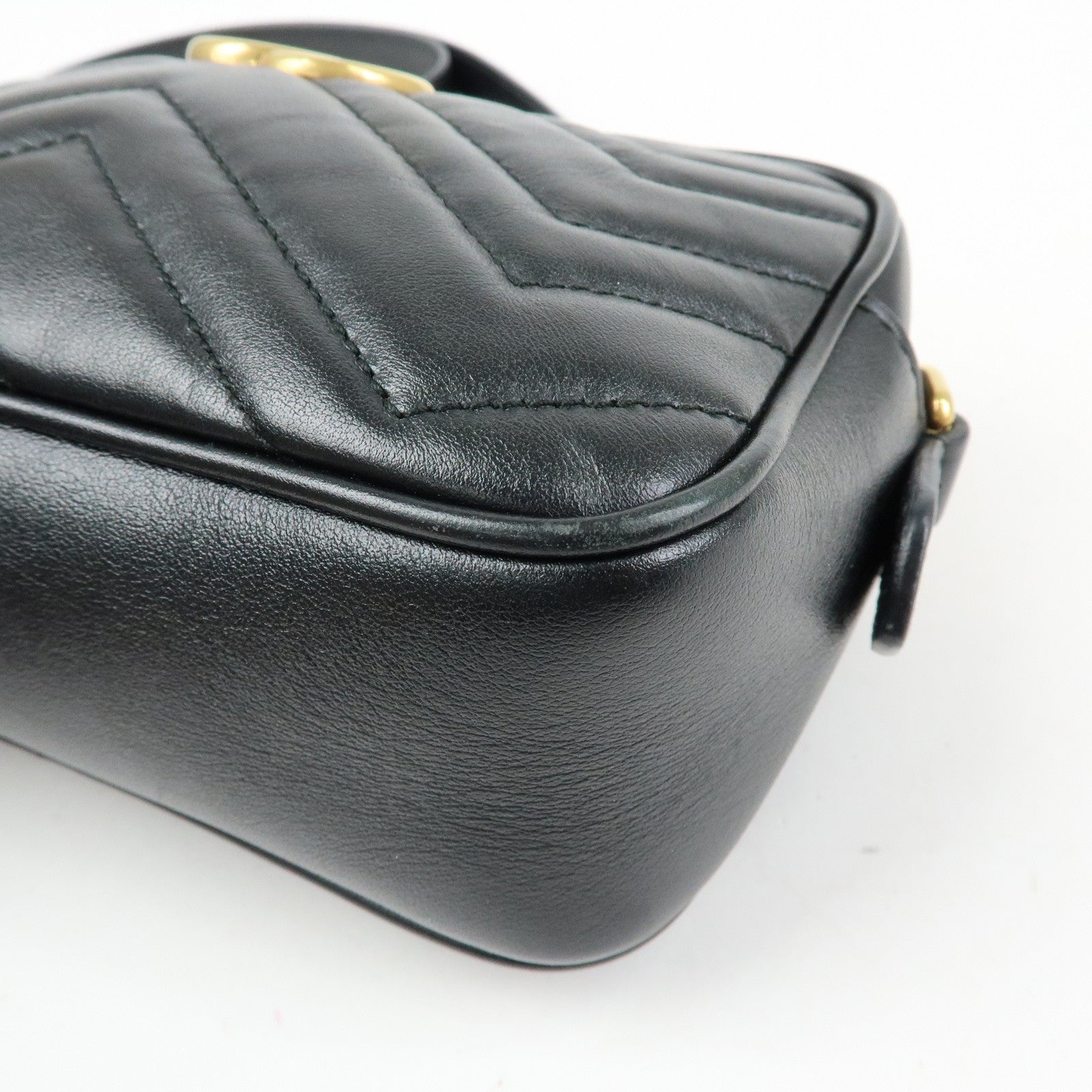 GUCCI GG Marmont Leather Shoulder Bag Crossbody Bag Black 448065