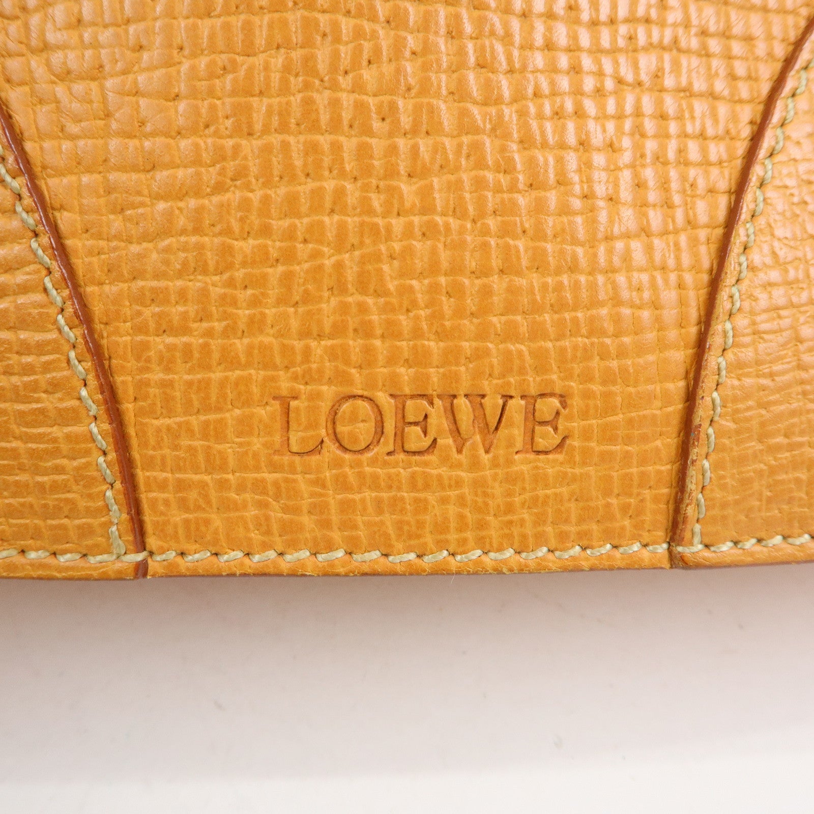 LOEWE Logo Embossed Leather Hand Bag Shoulder Bag Camel