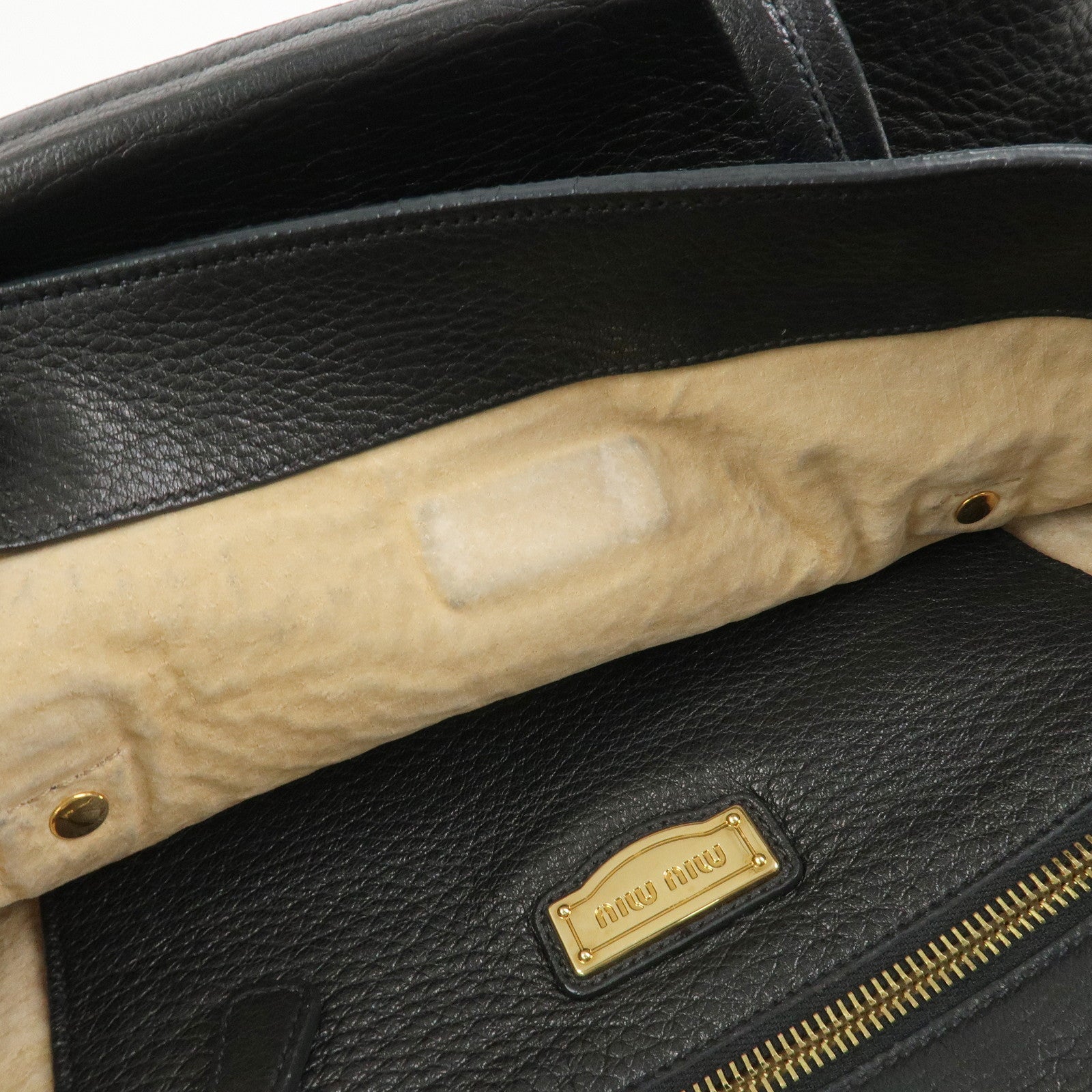 MIU MIU Leather Tote Bag Shoulder Bag Black