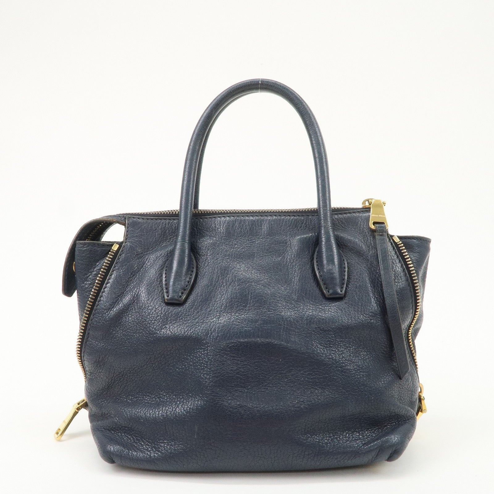 MIUMIU Matelasse Leather 2Way Bag Hand Bag Navy 5BA003