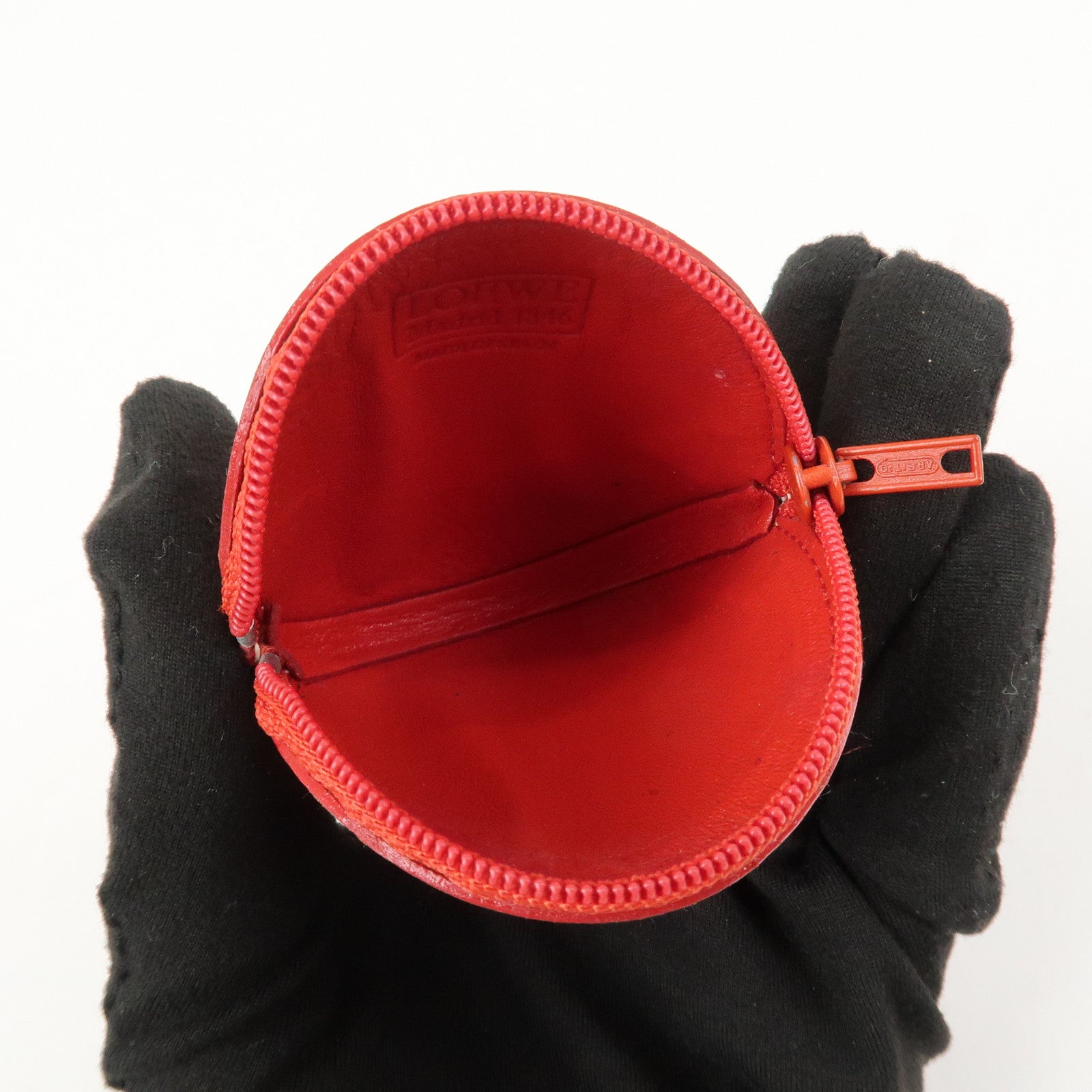 LOEWE Set of 2 Leather Suede Coin Case Red Brown