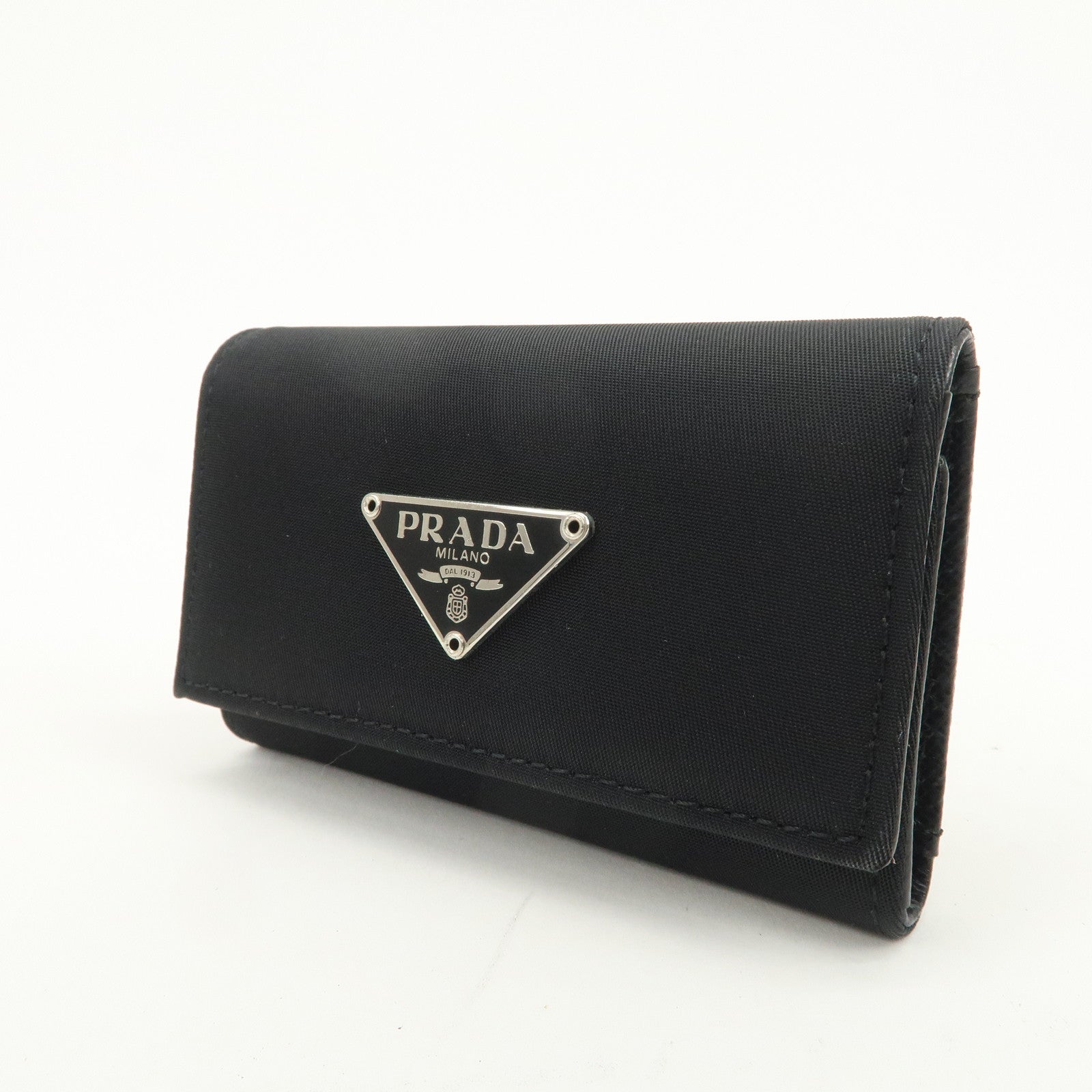 PRADA Nylon Saffiano Leather 6 Rings Key Case Black M222A