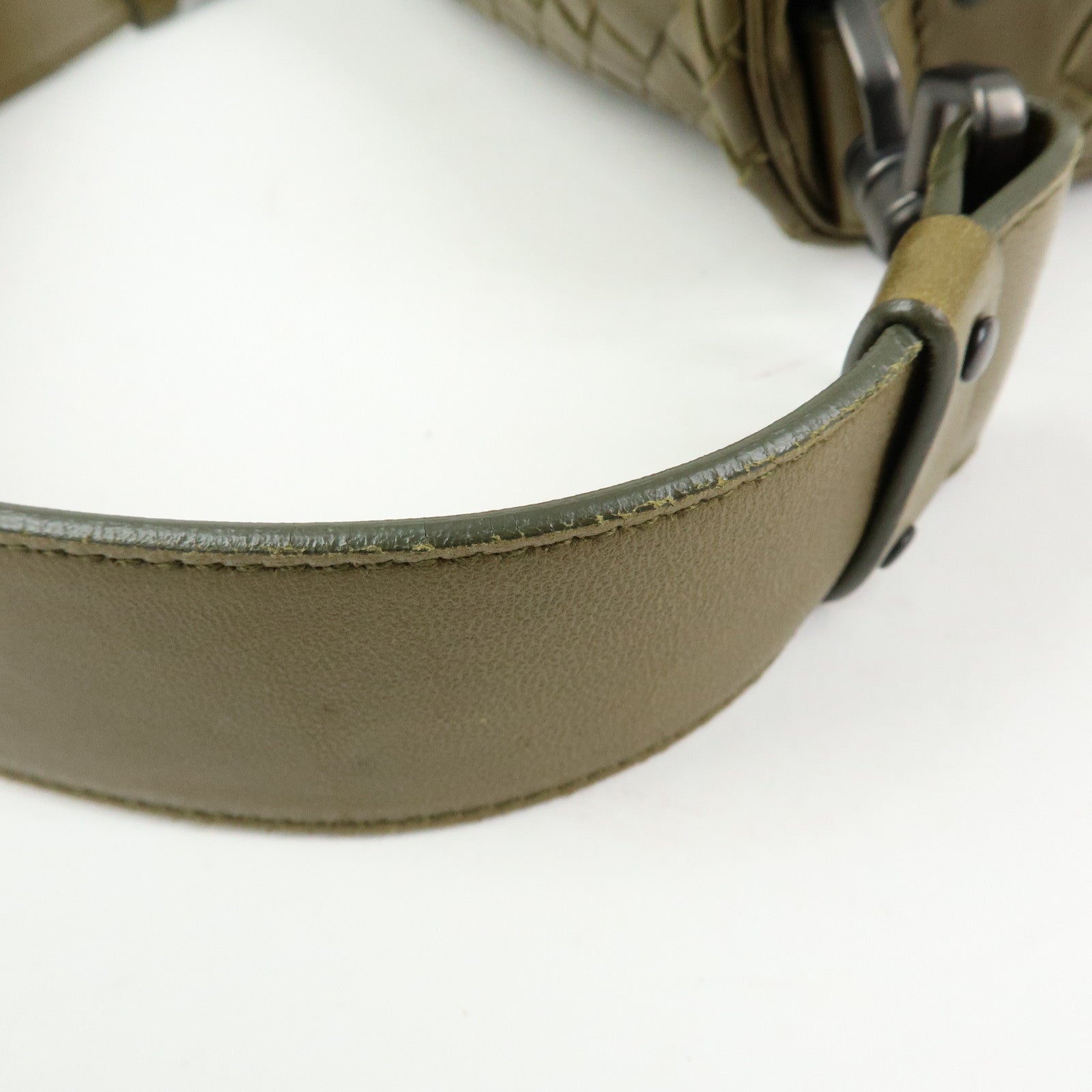 BOTTEGA VENETA Intrecciato Leather Shoulder Bag Khaki 142467