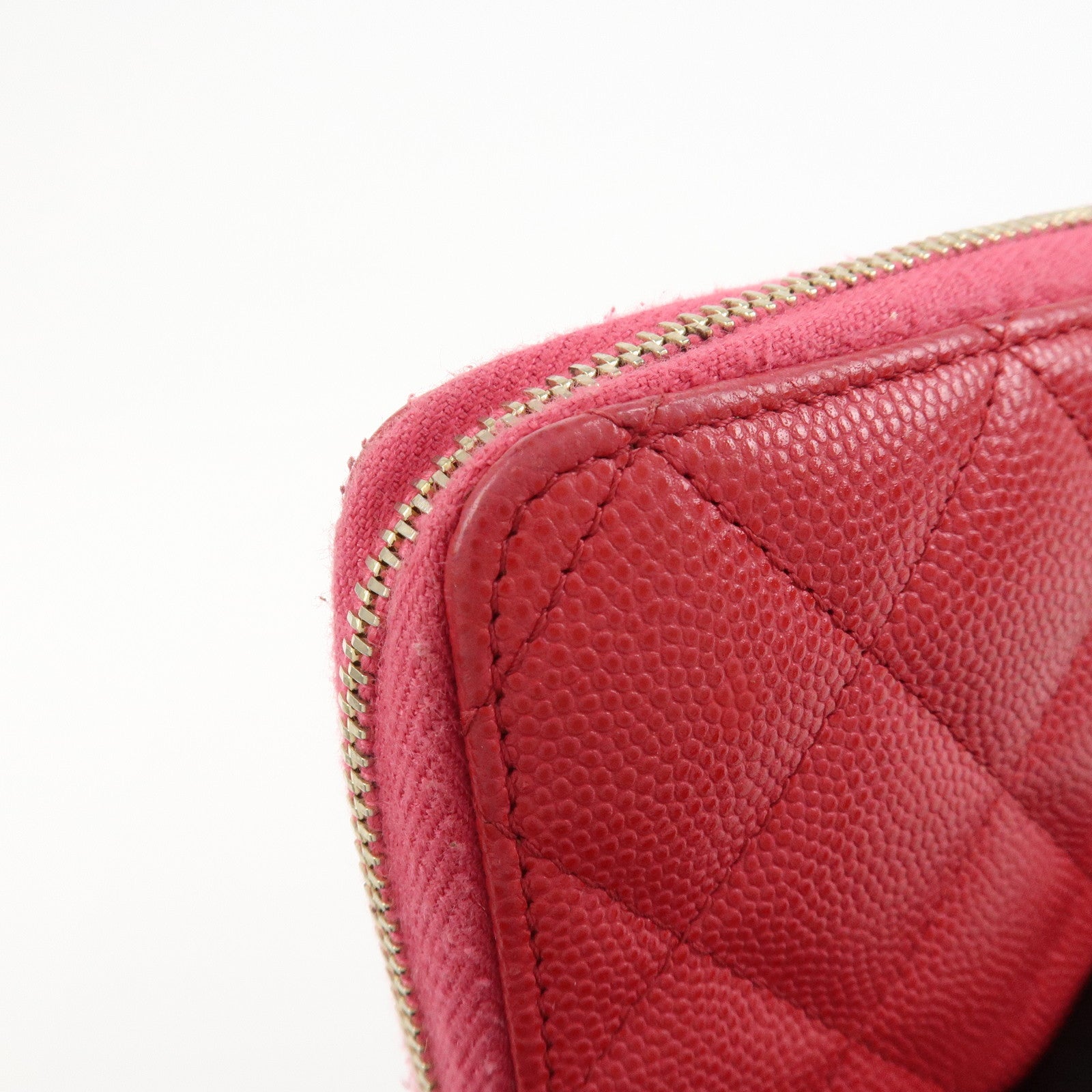 CHANEL COCO Mark Caviarskin Round Zippy Long Wallet Pink