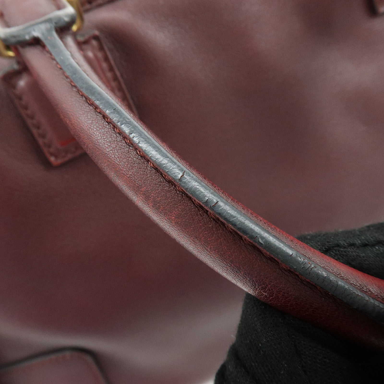 LOEWE Anagram Amazona 36 Calf Leather Hand Bag Boston Bag Wine Red