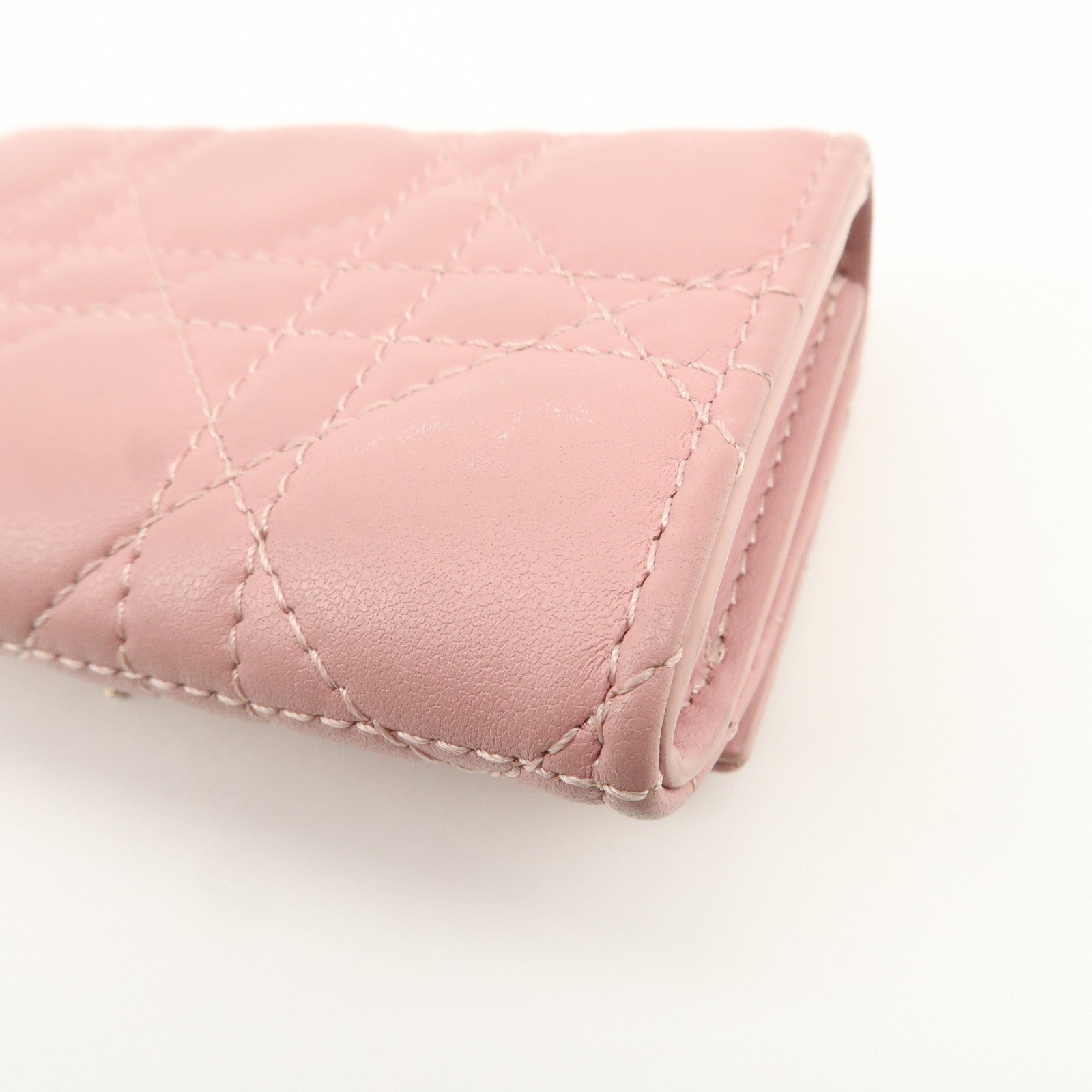 Christian Dior Canage Leather Bi-fold Compact Wallet Pink